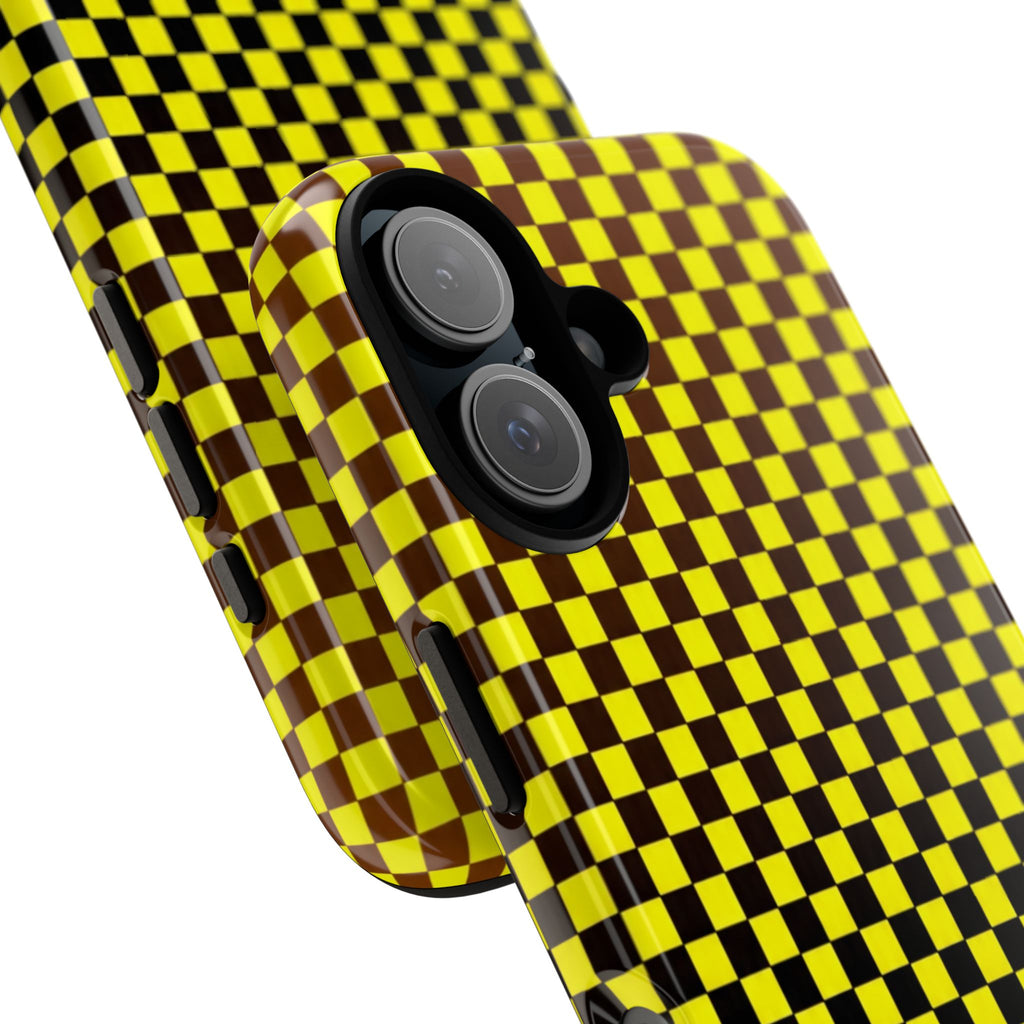 Phone Case - Yellow Black Checkerboard Tough Protective Cover