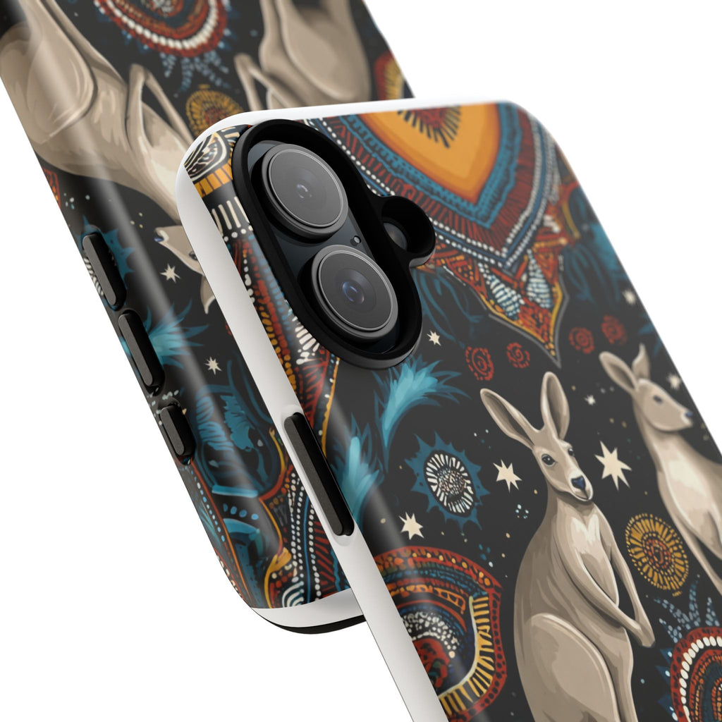 Kangaroo & Boomerang Tough Phone Case — Australian Wildlife Pattern