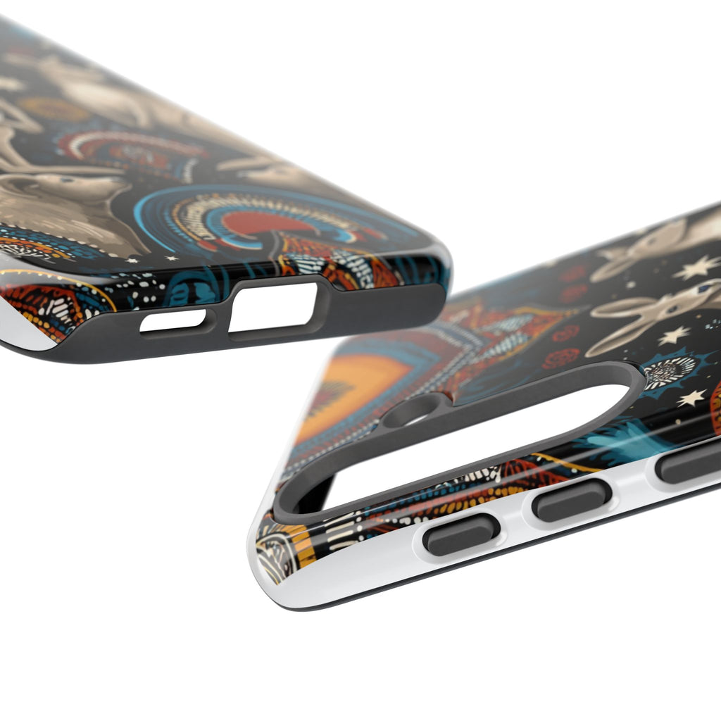 Kangaroo & Boomerang Tough Phone Case — Australian Wildlife Pattern