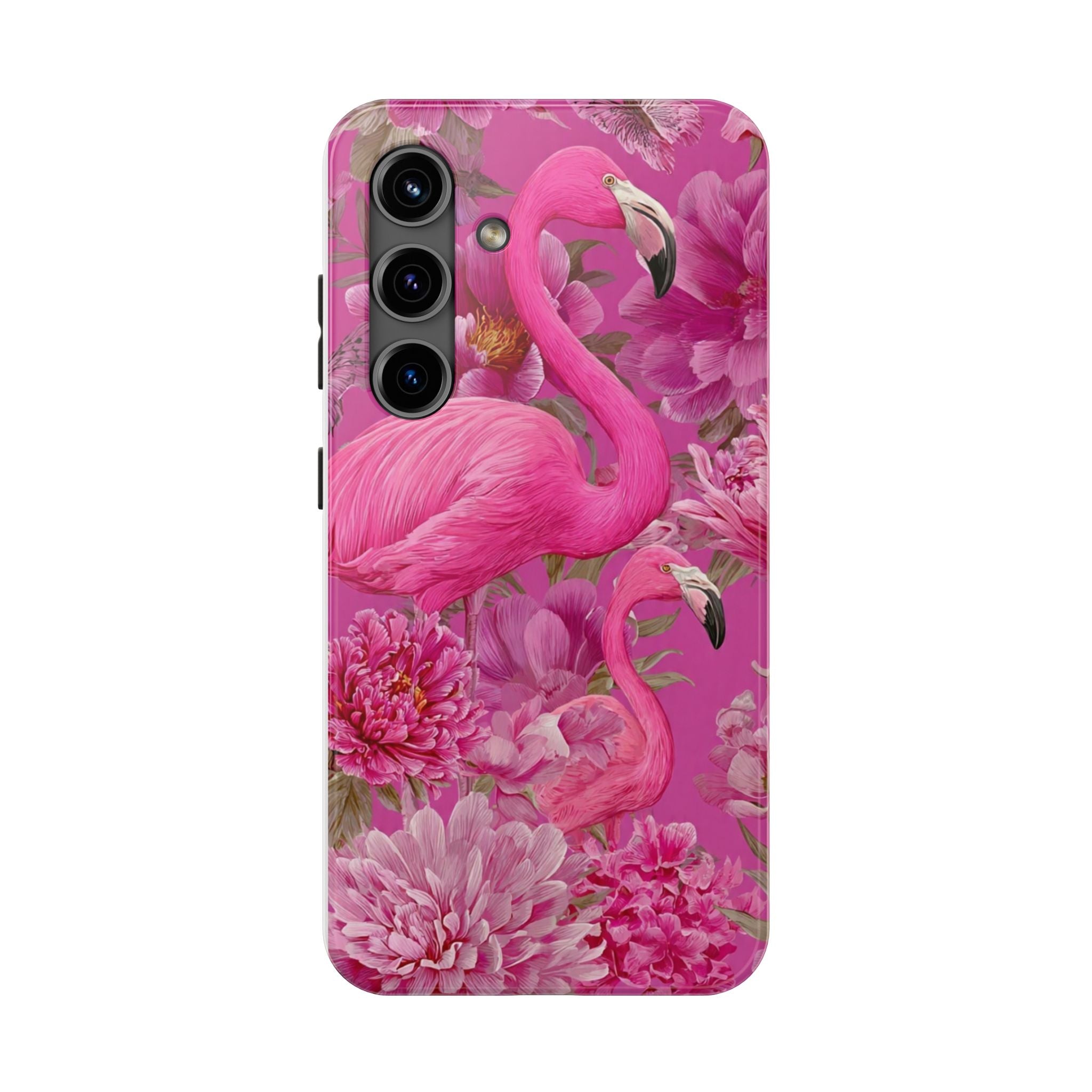 Pink Flamingo Floral Tough Phone Case — Protective iPhone Cover