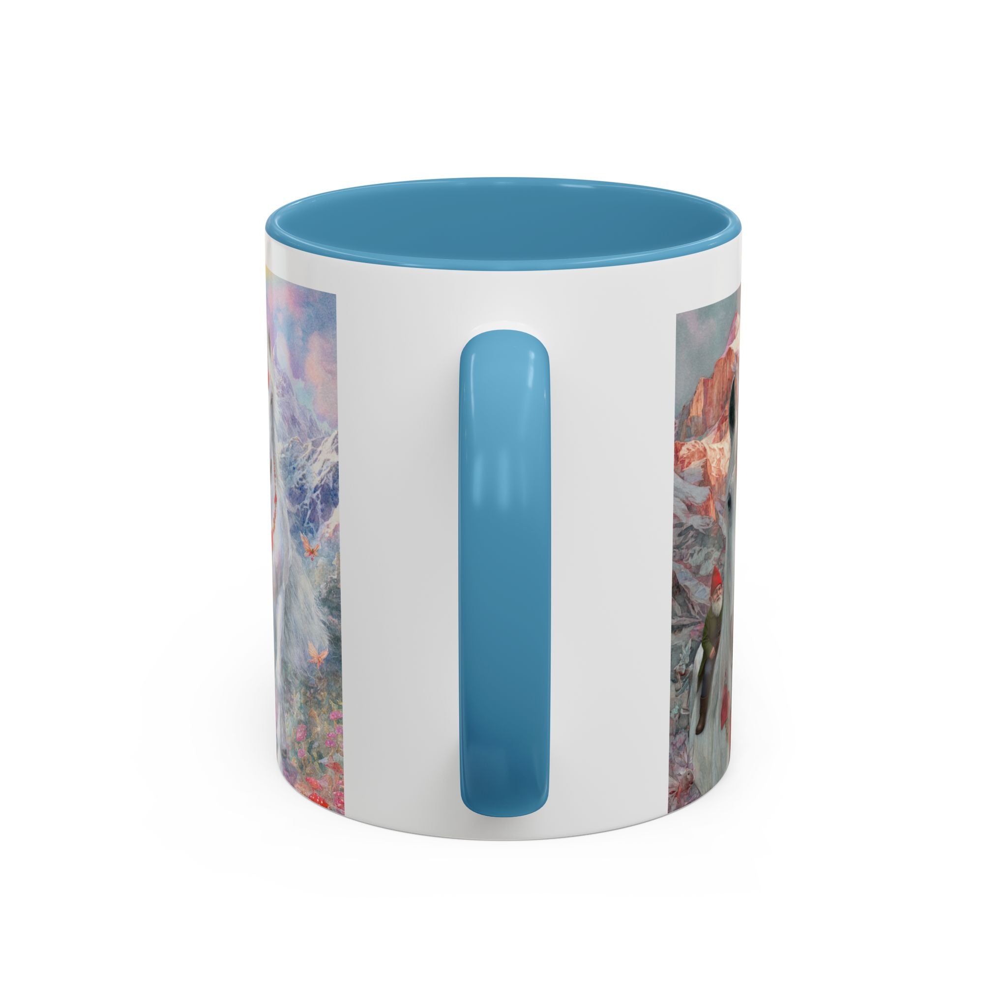 Unicorn Heart Rainbow Accent Coffee Mug — Magical White Unicorn with Heart Garland (11/15oz)