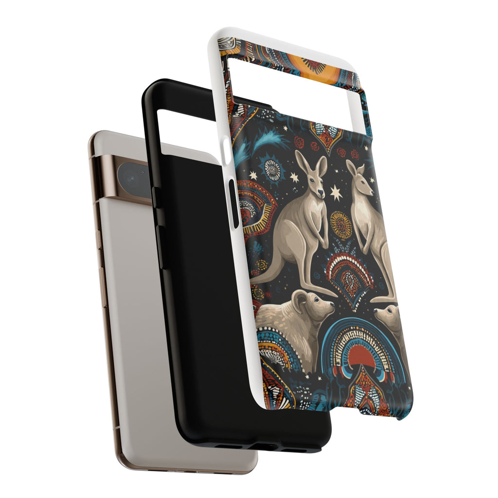Kangaroo & Boomerang Tough Phone Case — Australian Wildlife Pattern