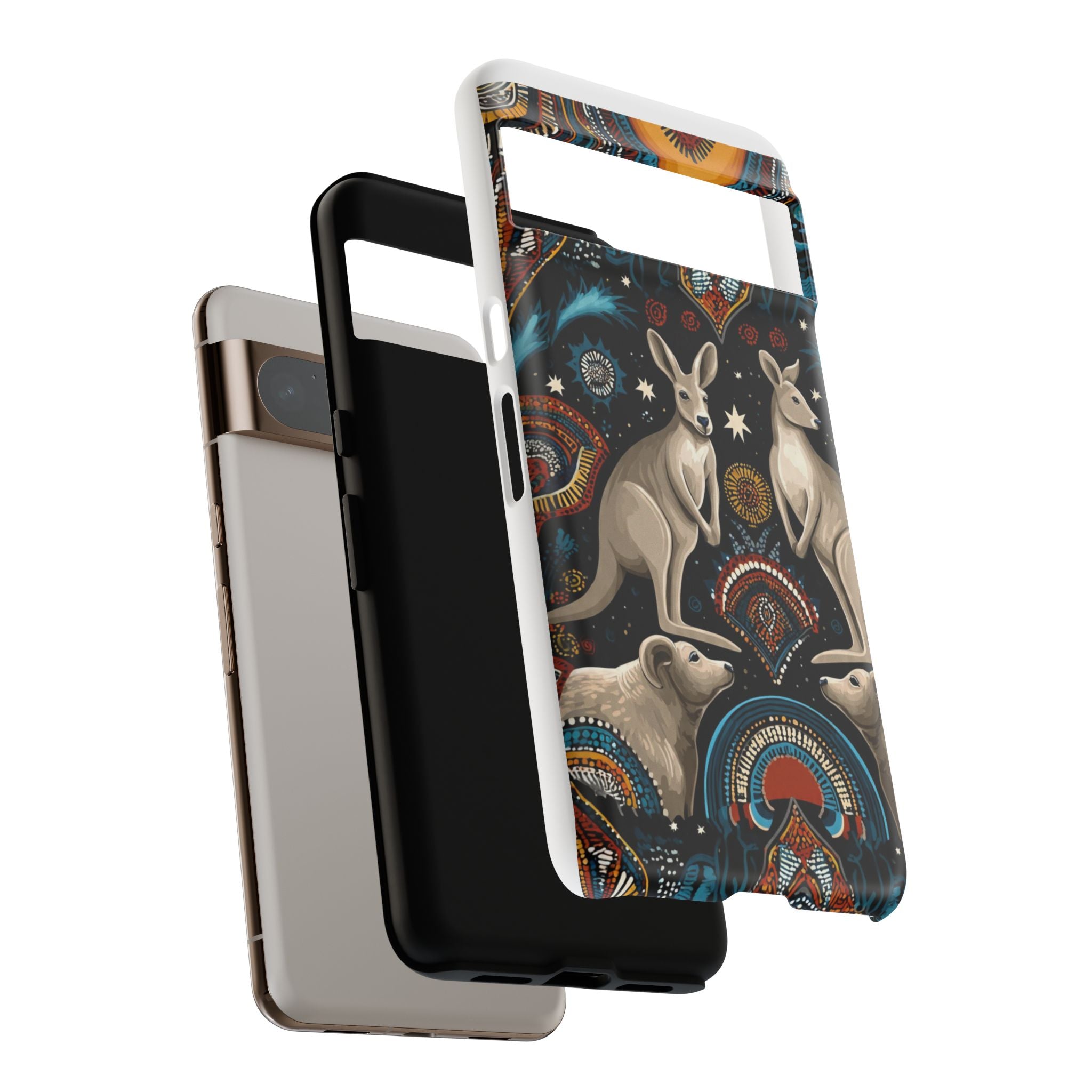 Kangaroo & Boomerang Tough Phone Case — Australian Wildlife Pattern