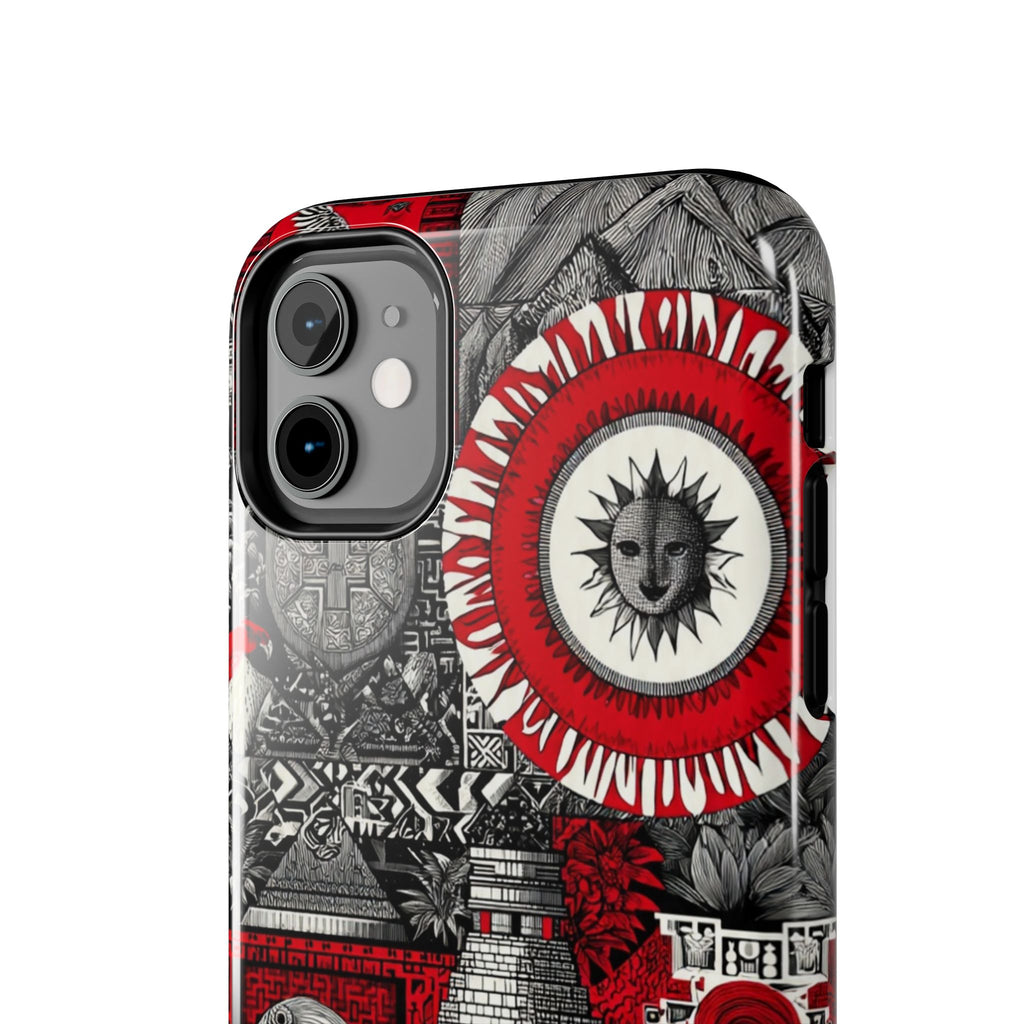 Tough Phone Case — Red Inca Pyramid Collage (Sun & Raven)
