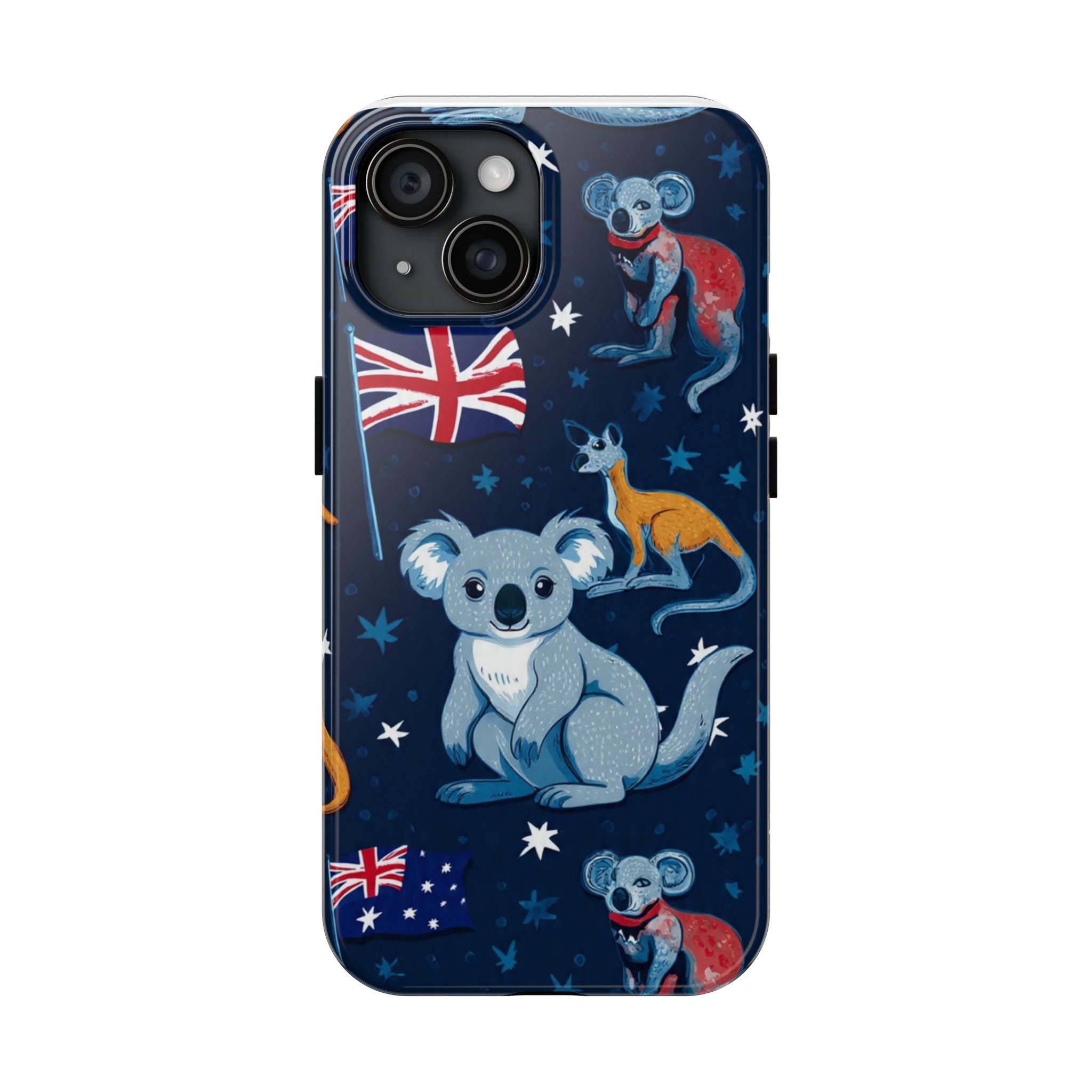 Australian Wildlife Tough Phone Case — Koala & Kangaroo Flag Design