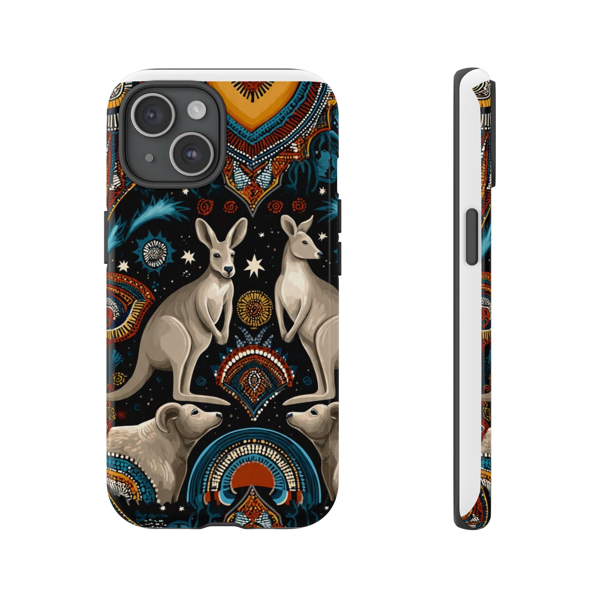 Kangaroo & Boomerang Tough Phone Case — Australian Wildlife Pattern