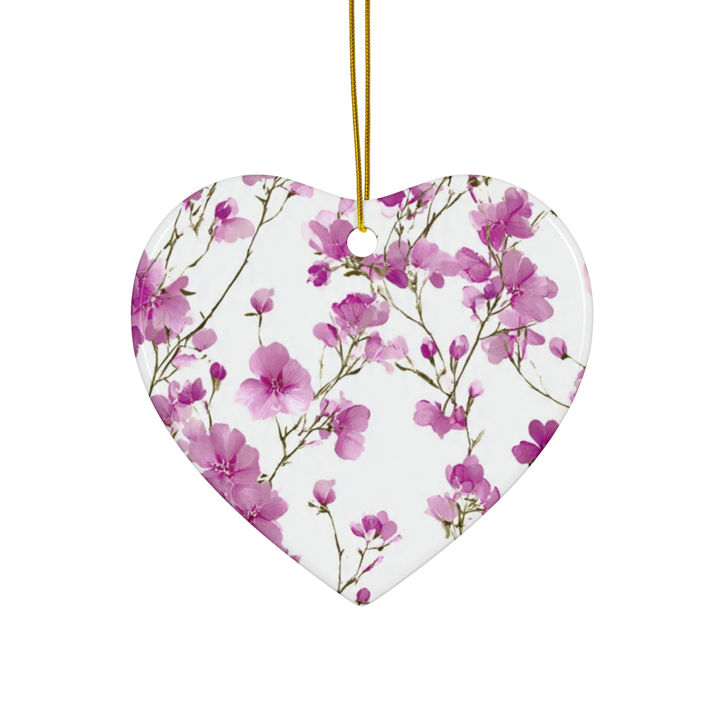 Pink Floral Ceramic Ornament — Star Shape Easter & Mother's Day Keepsake