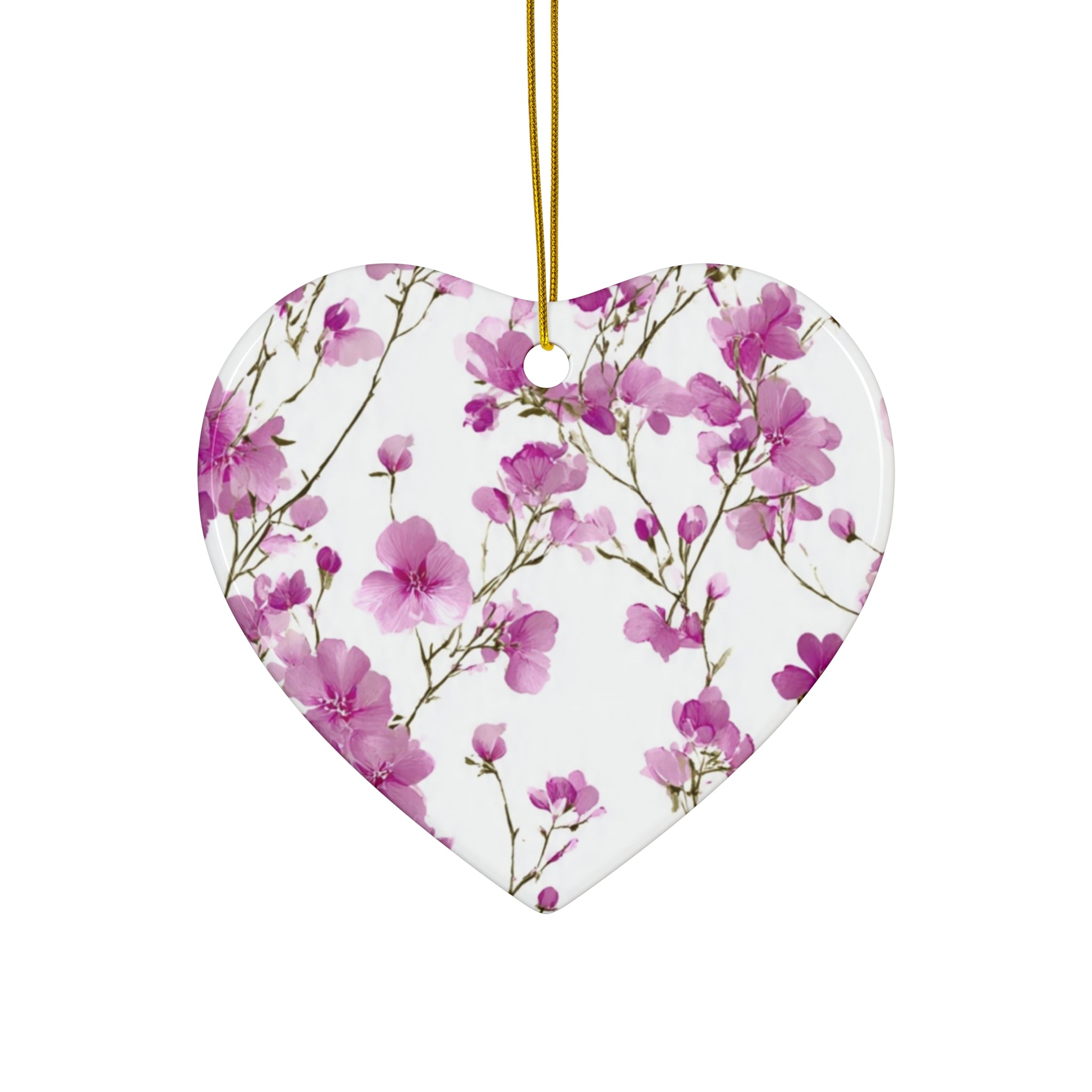 Pink Floral Ceramic Ornament — Star Shape Easter & Mother's Day Keepsake