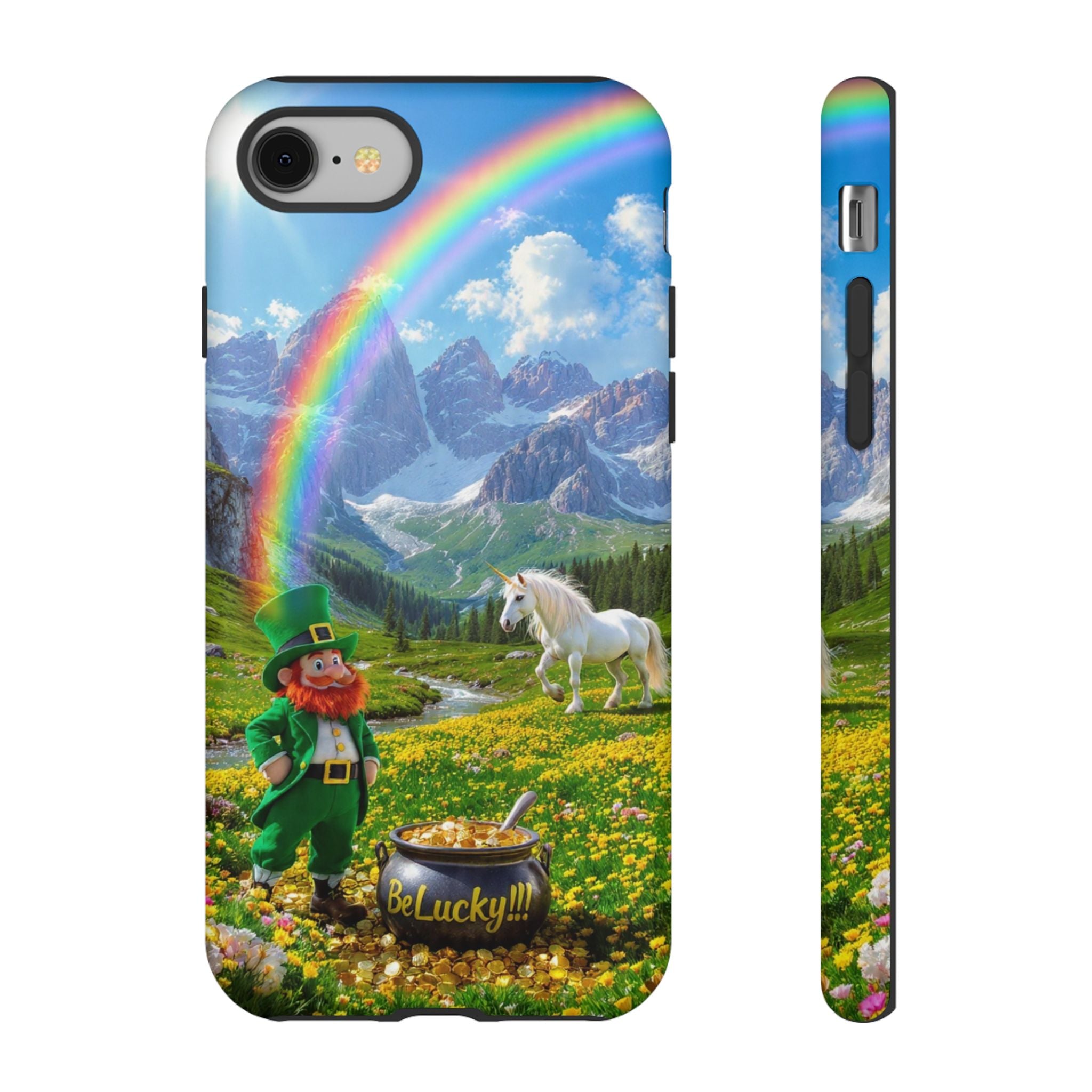 Lucky Leprechaun & Unicorn Phone Case — Rainbow Pot of Gold Protective Cover