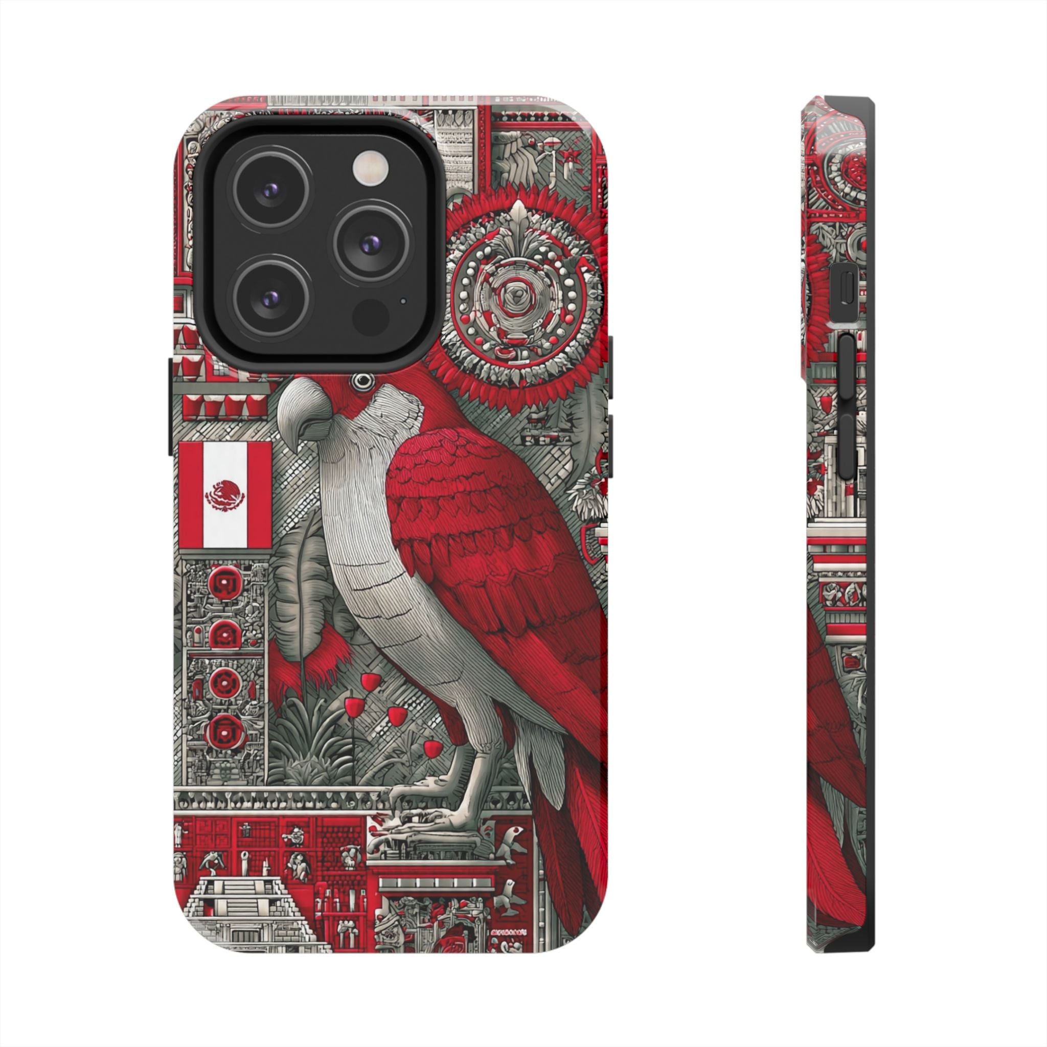 Tough Phone Case — Red Parrot Graphic Impact-Resistant Phone Cover