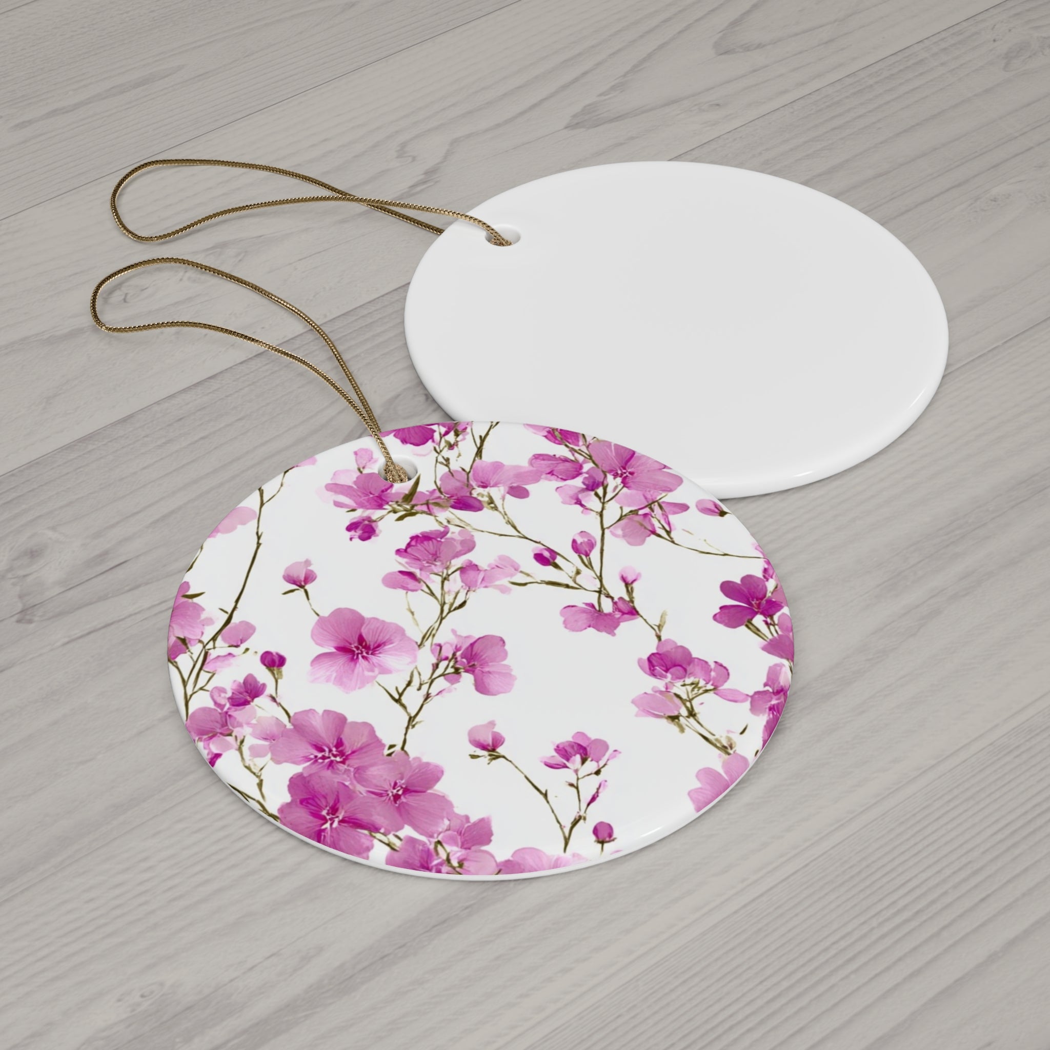 Pink Floral Ceramic Ornament — Star Shape Easter & Mother's Day Keepsake