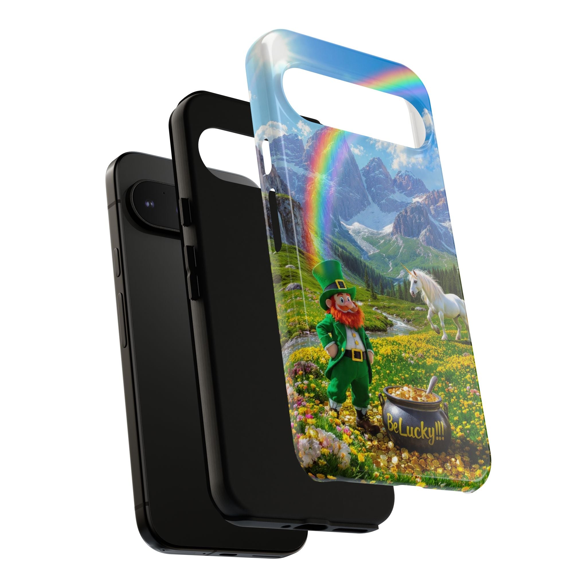 Lucky Leprechaun & Unicorn Phone Case — Rainbow Pot of Gold Protective Cover
