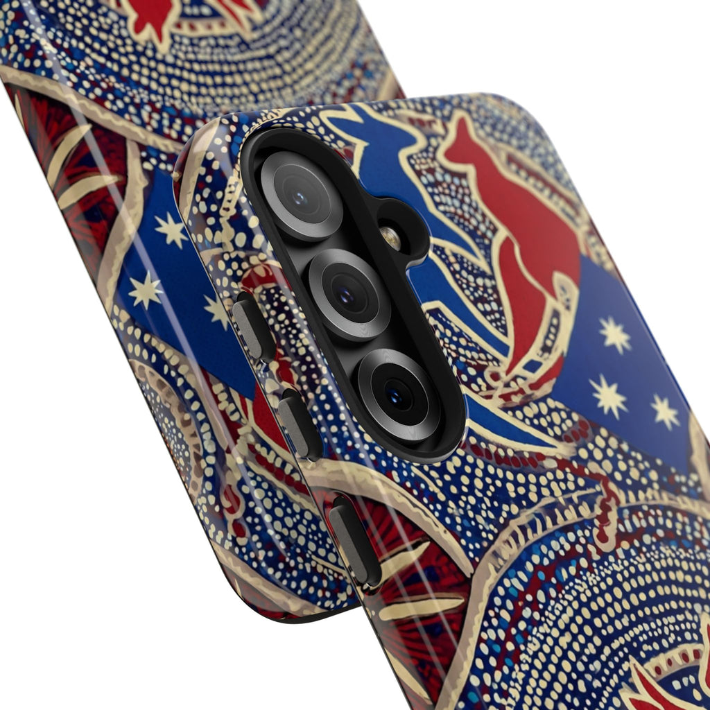Australian Aboriginal Style Kangaroo Tough Phone Case — Patriotic Dot Art Phone Cover