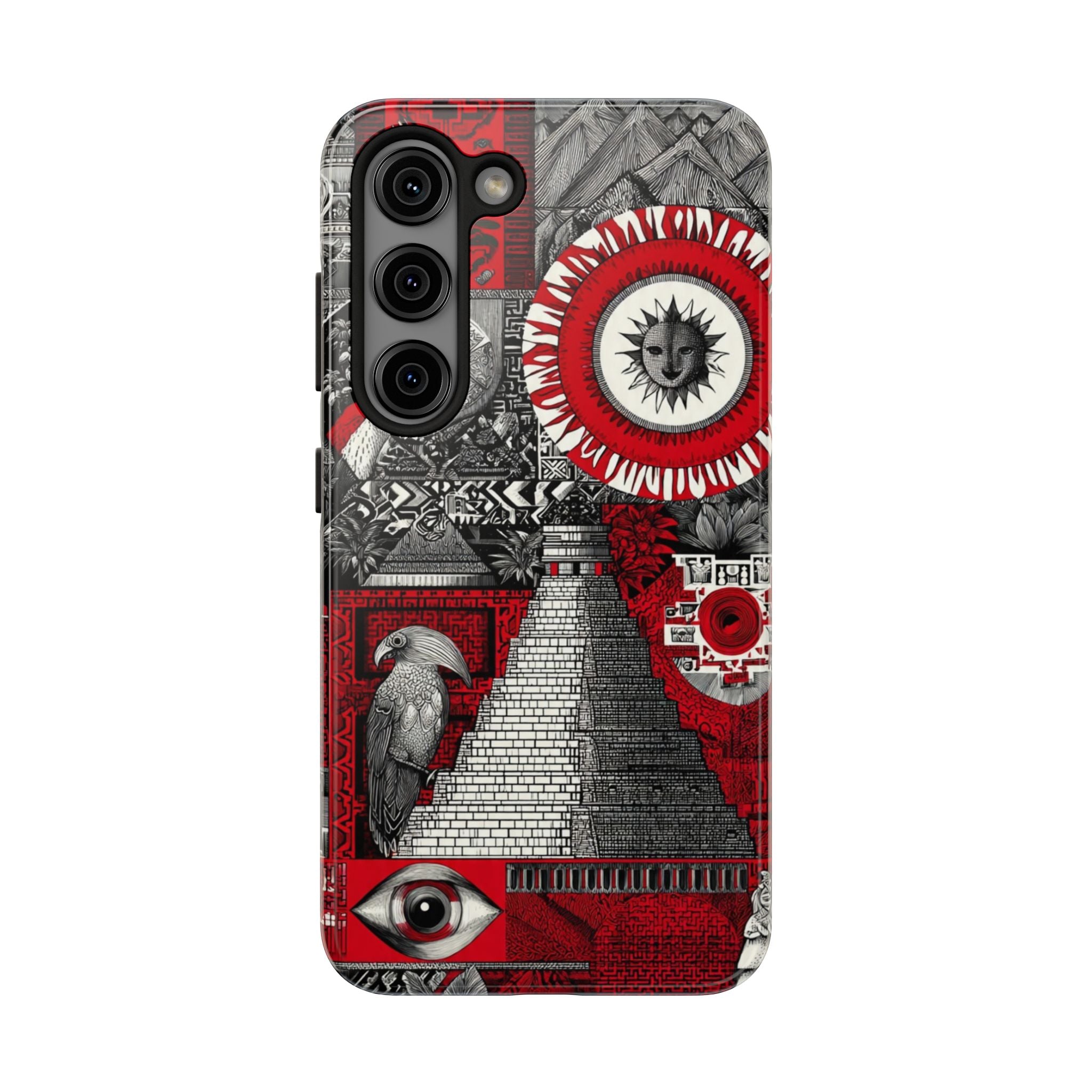 Tough Phone Case — Red Inca Pyramid Collage (Sun & Raven)