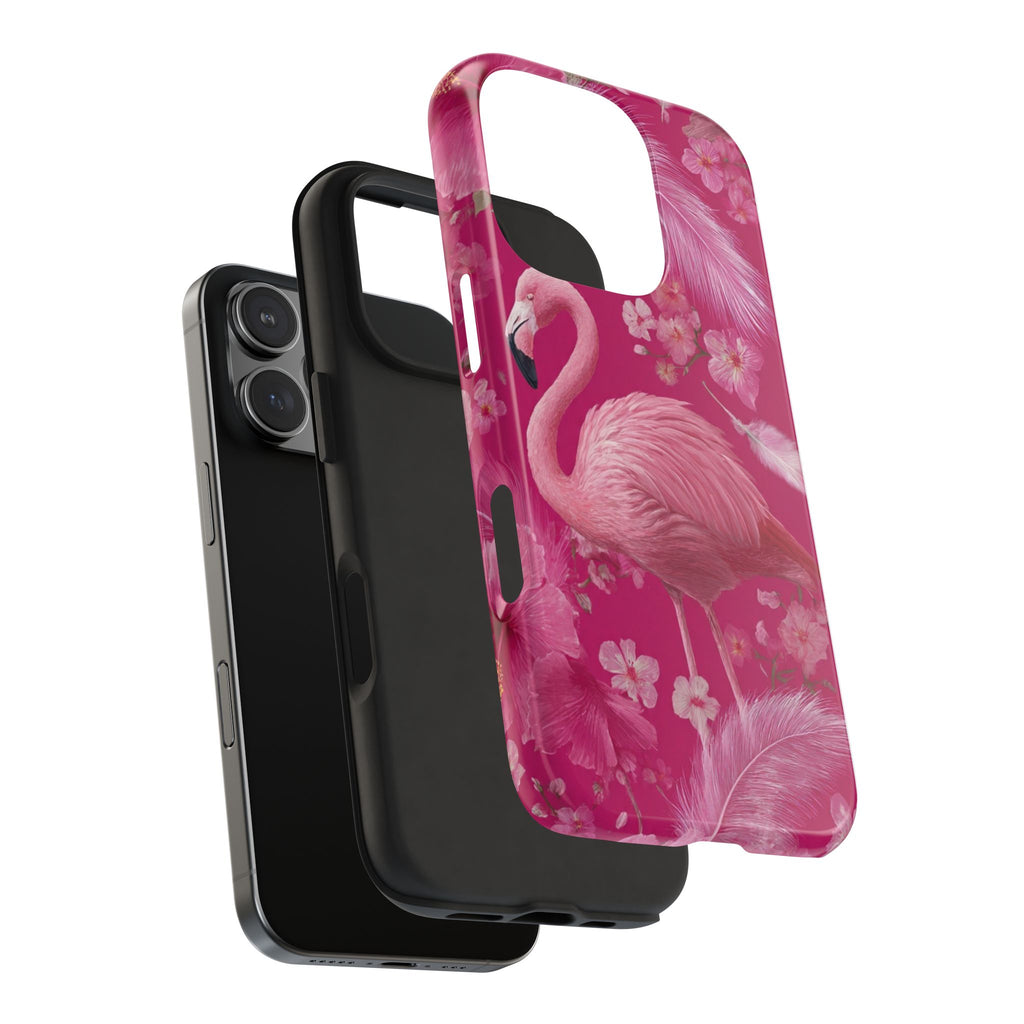 Flamingo Floral Tough Phone Case — Pink Tropical Feather Design