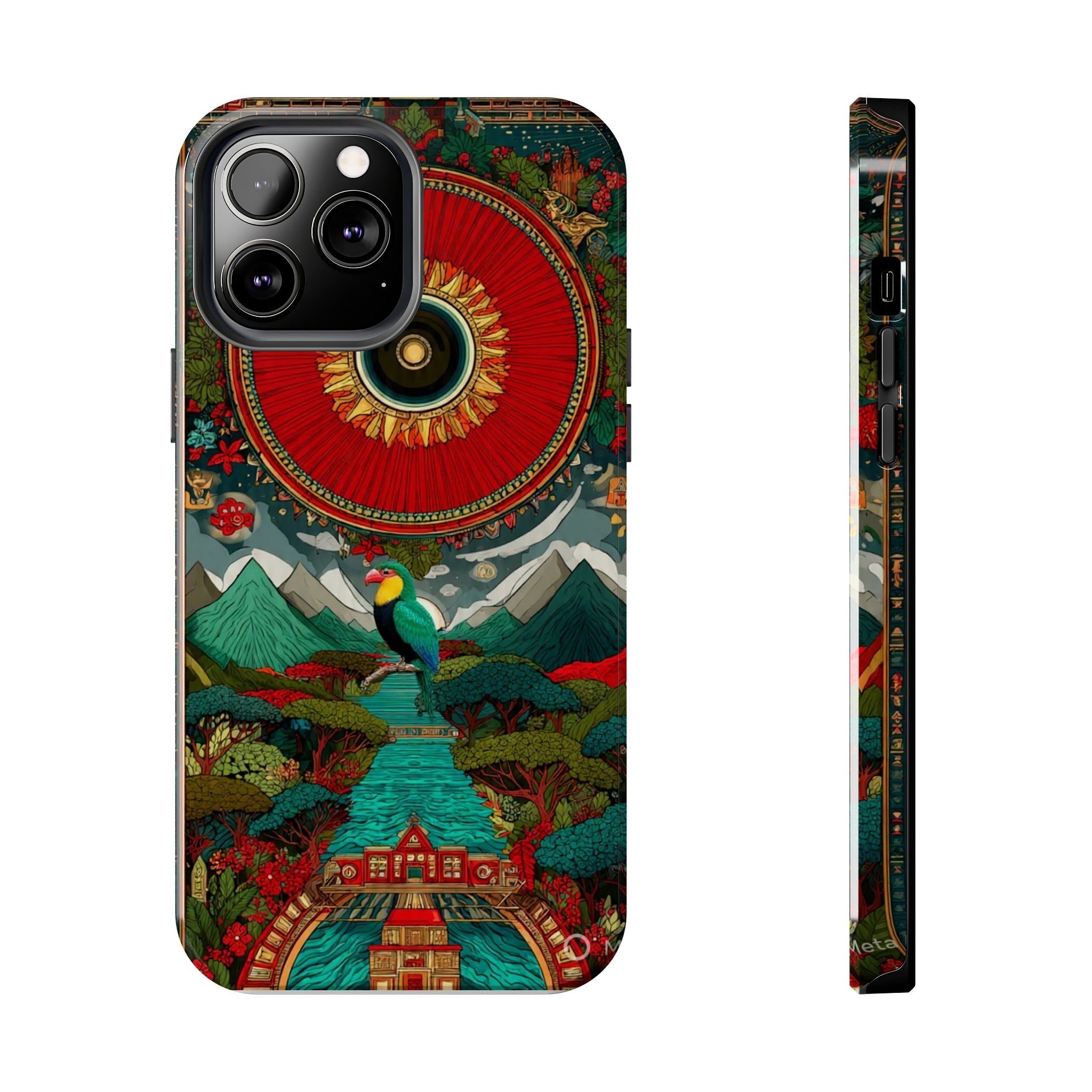 Tough Phone Case — Vibrant Tropical Mountain Bird Design