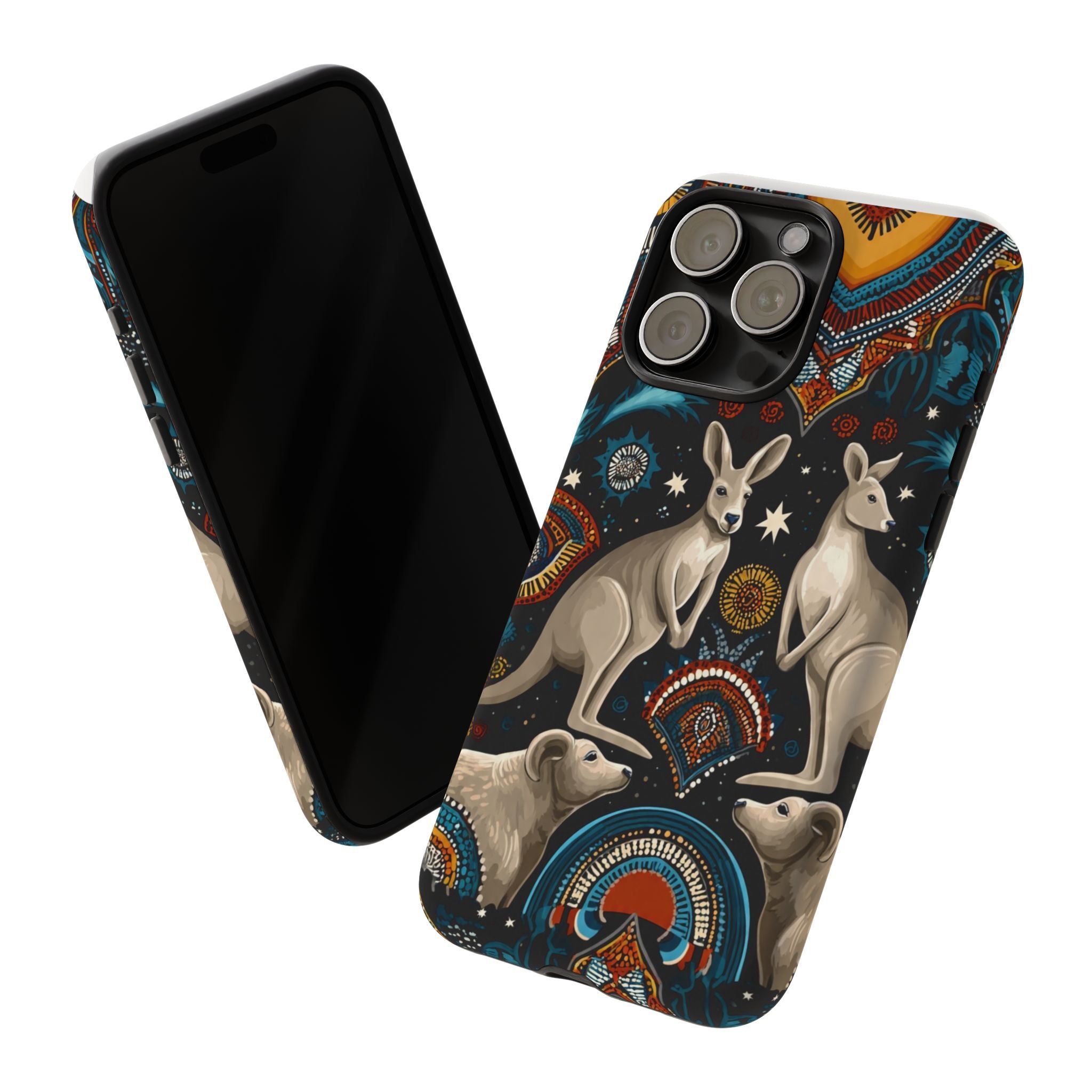 Kangaroo & Boomerang Tough Phone Case — Australian Wildlife Pattern