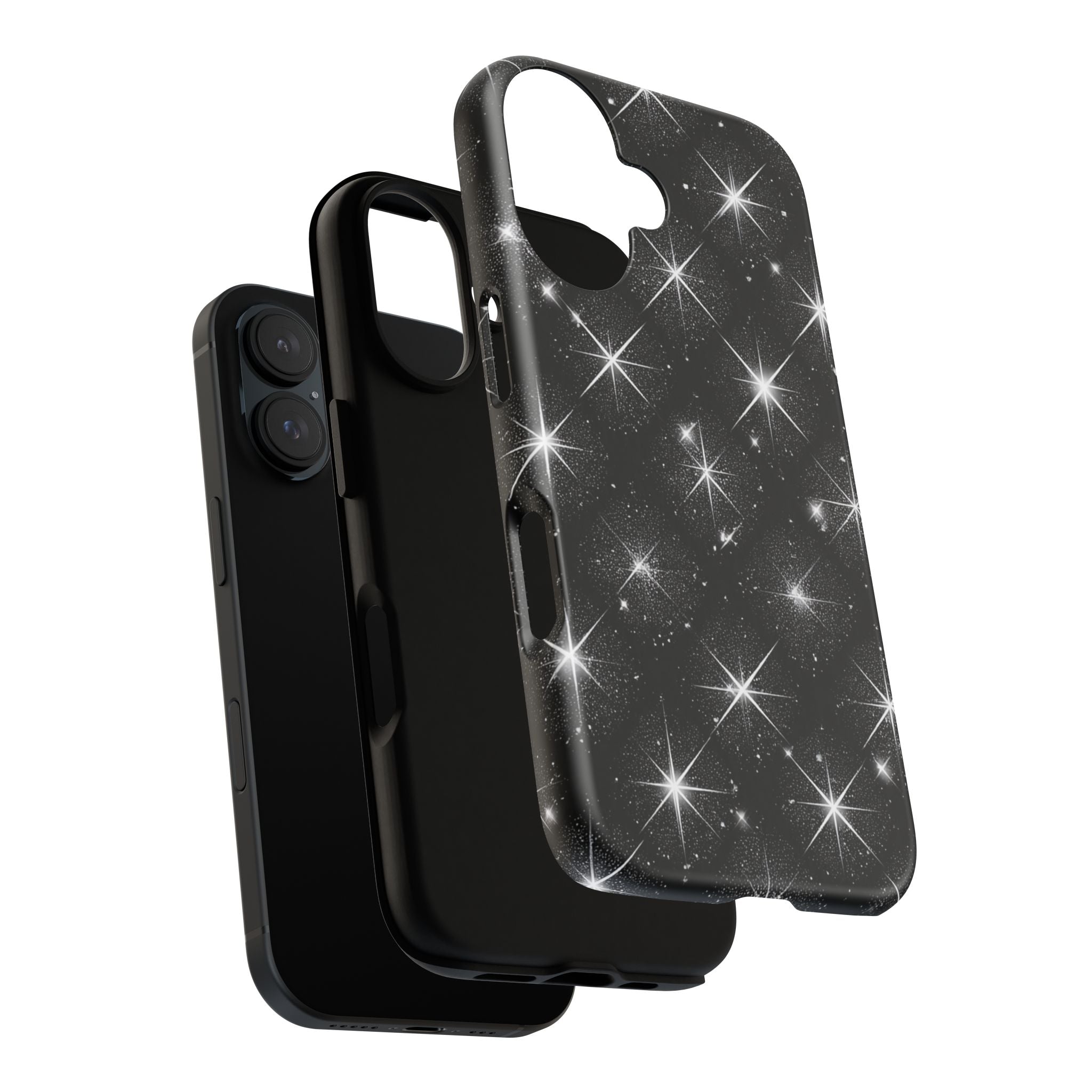 Galaxy Sparkle Tough Phone Case — Black Starfield Protective Cover