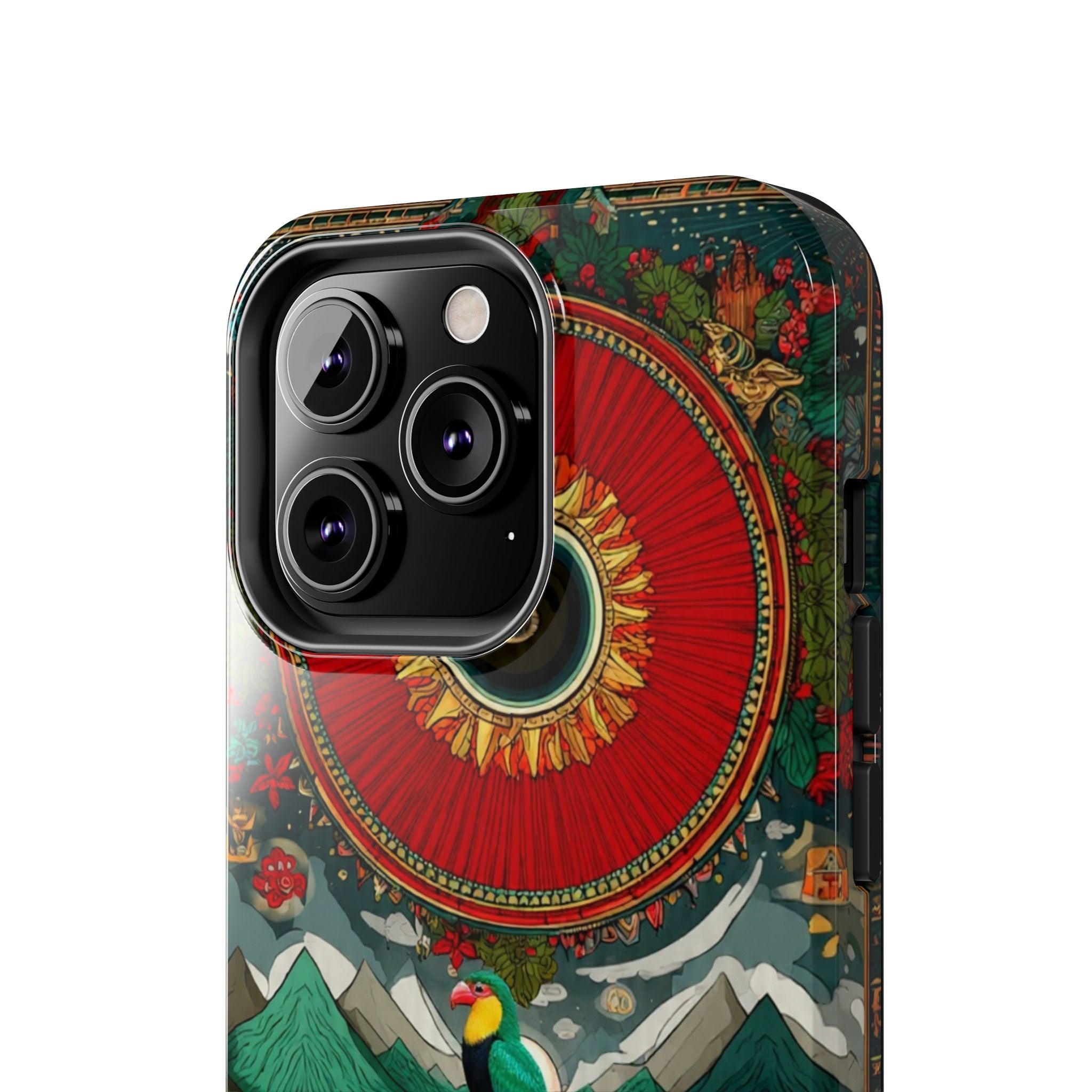 Tough Phone Case — Vibrant Tropical Mountain Bird Design