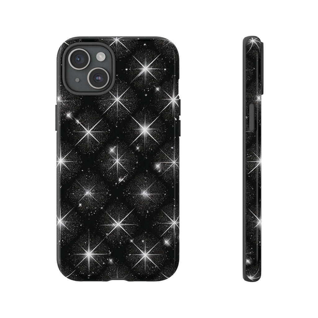 Galaxy Sparkle Tough Phone Case — Black Starfield Protective Cover