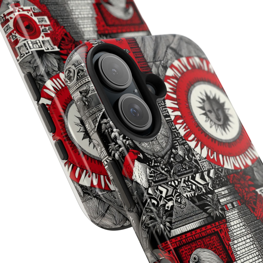 Tough Phone Case — Red Inca Pyramid Collage (Sun & Raven)