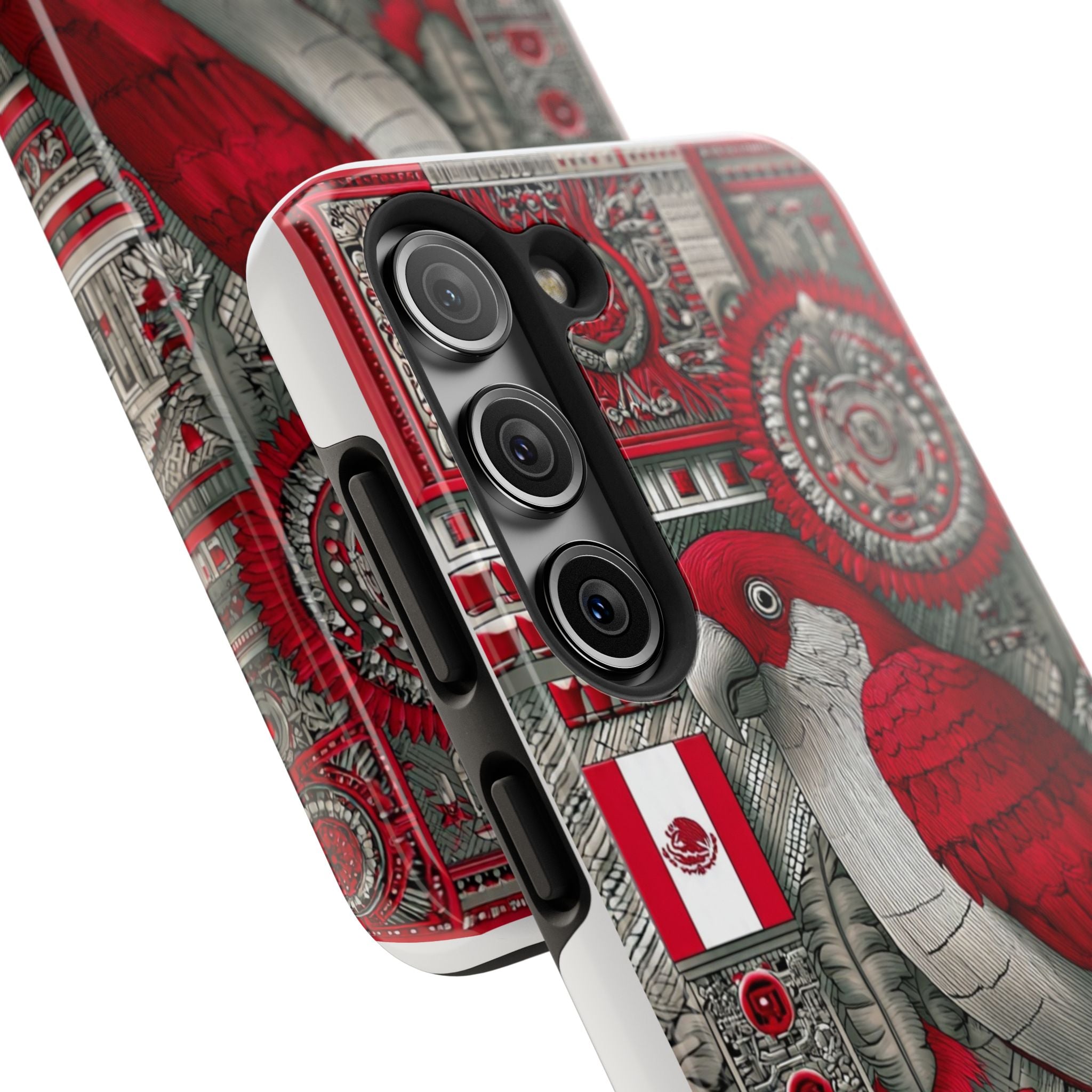 Tough Phone Case — Red Parrot Graphic Impact-Resistant Phone Cover