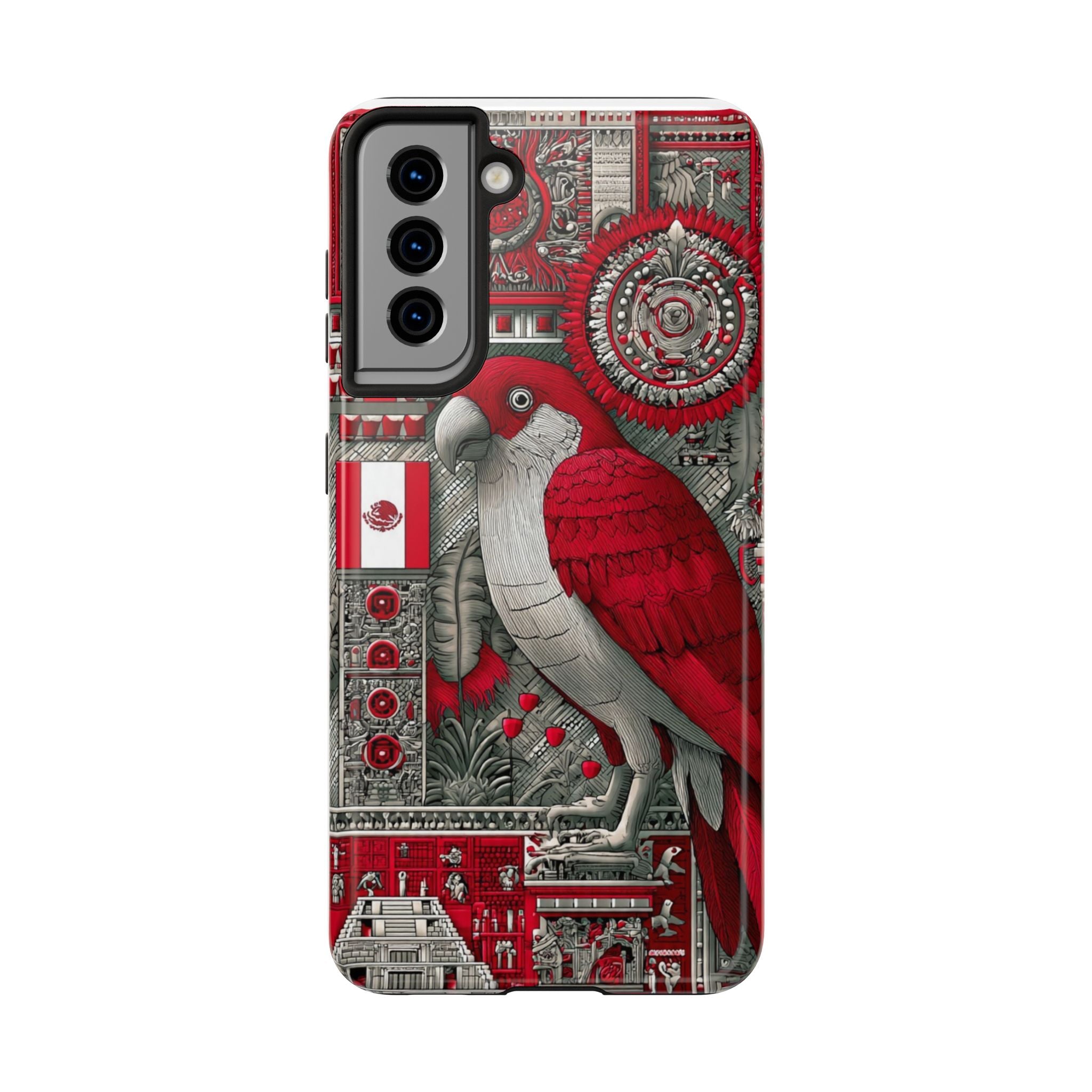 Tough Phone Case — Red Parrot Graphic Impact-Resistant Phone Cover