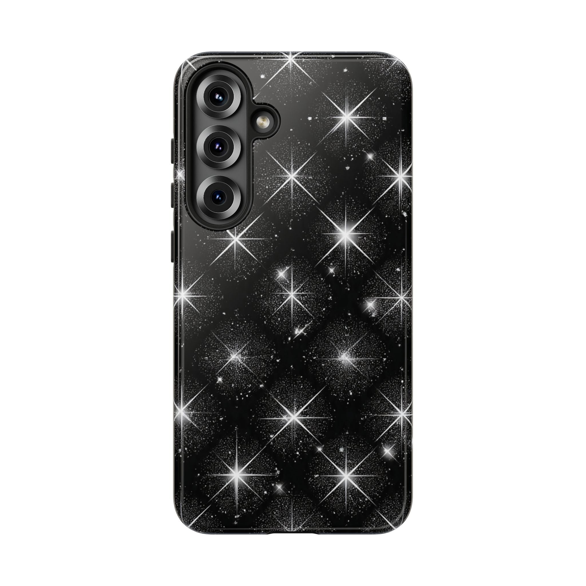 Galaxy Sparkle Tough Phone Case — Black Starfield Protective Cover