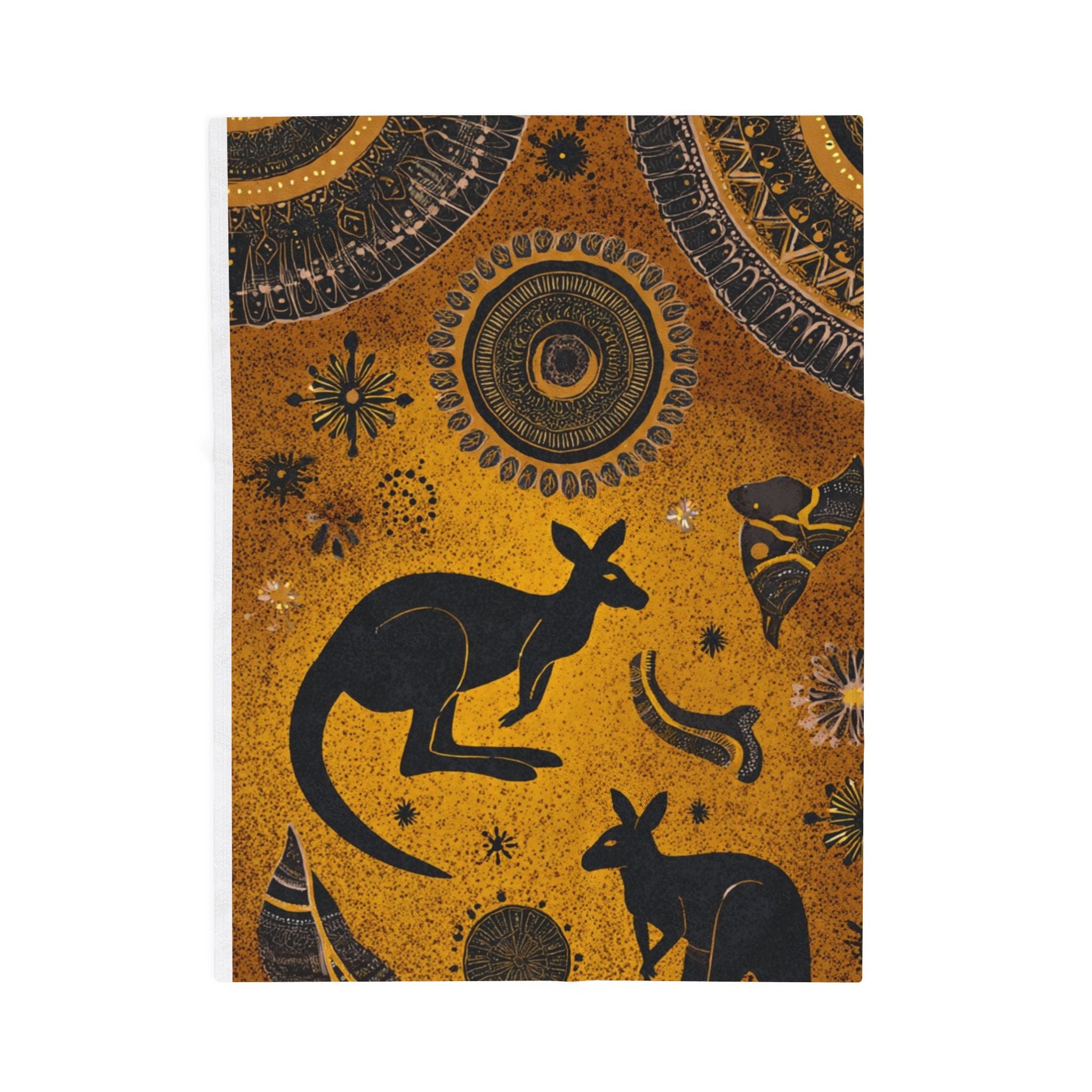 Bohemian Kangaroo Velveteen Plush Blanket — Warm Aussie-Inspired Throw