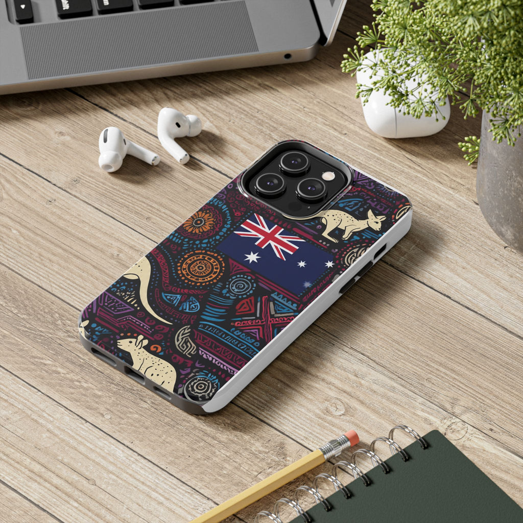 Australian Kangaroo Indigenous Pattern Phone Case — Tough Protective Cover