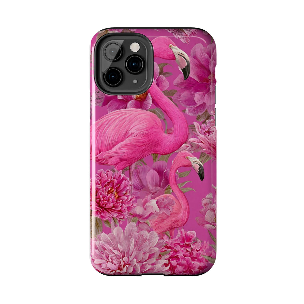 Pink Flamingo Floral Tough Phone Case — Protective iPhone Cover