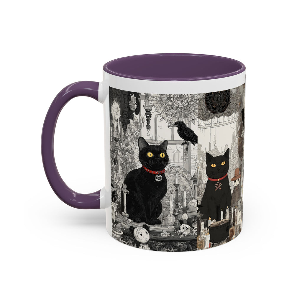 Black Cat Vintage Street Art Coffee Mug — 11/15oz Accent Ceramic