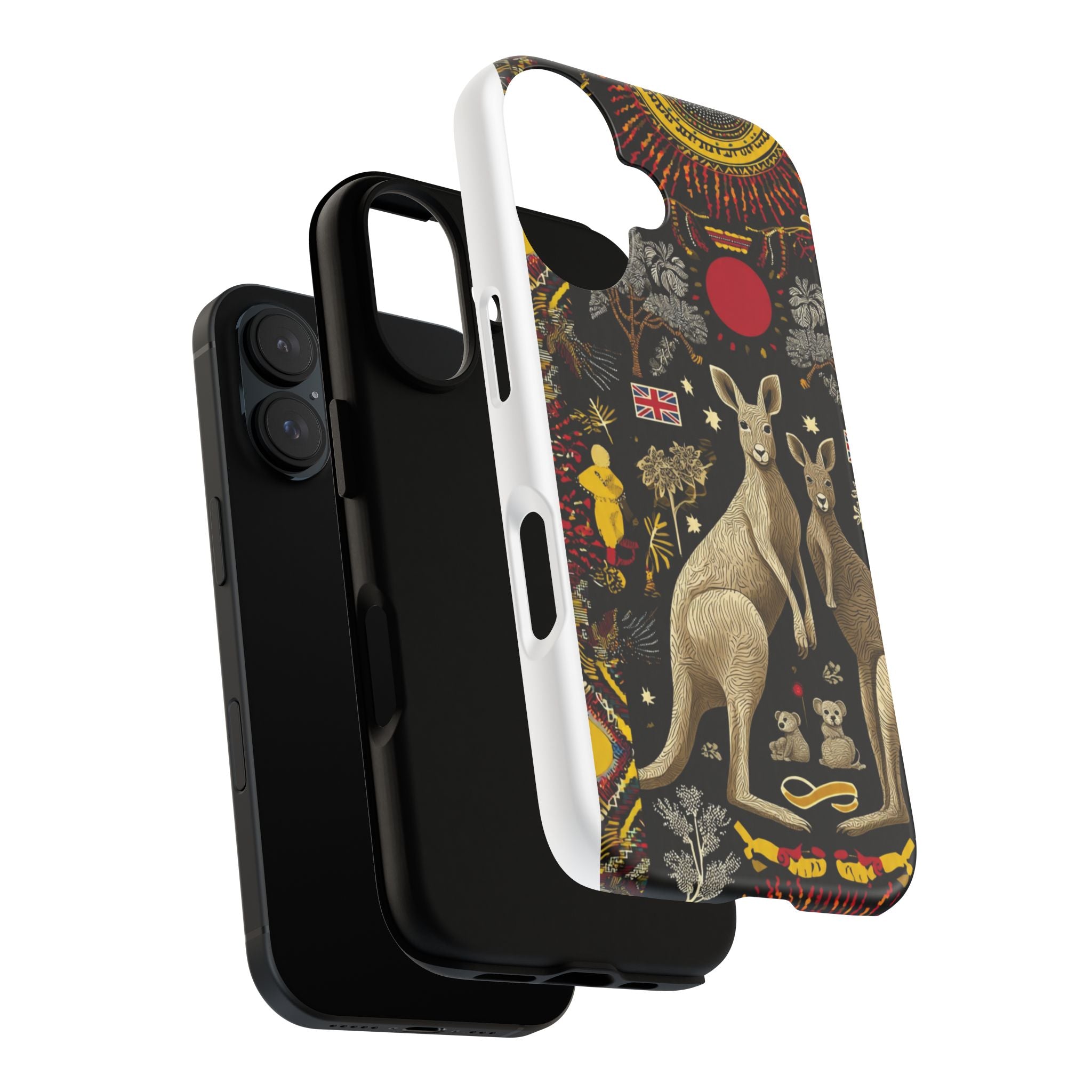 Kangaroo Family Floral Tough Phone Case — Protective Australia Wildlife Design