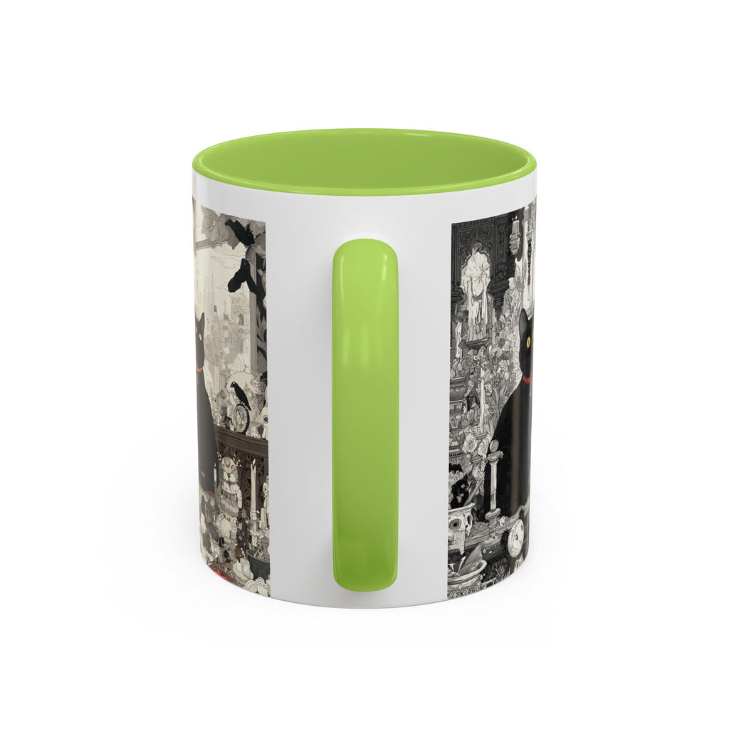 Black Cat Vintage Street Art Coffee Mug — 11/15oz Accent Ceramic