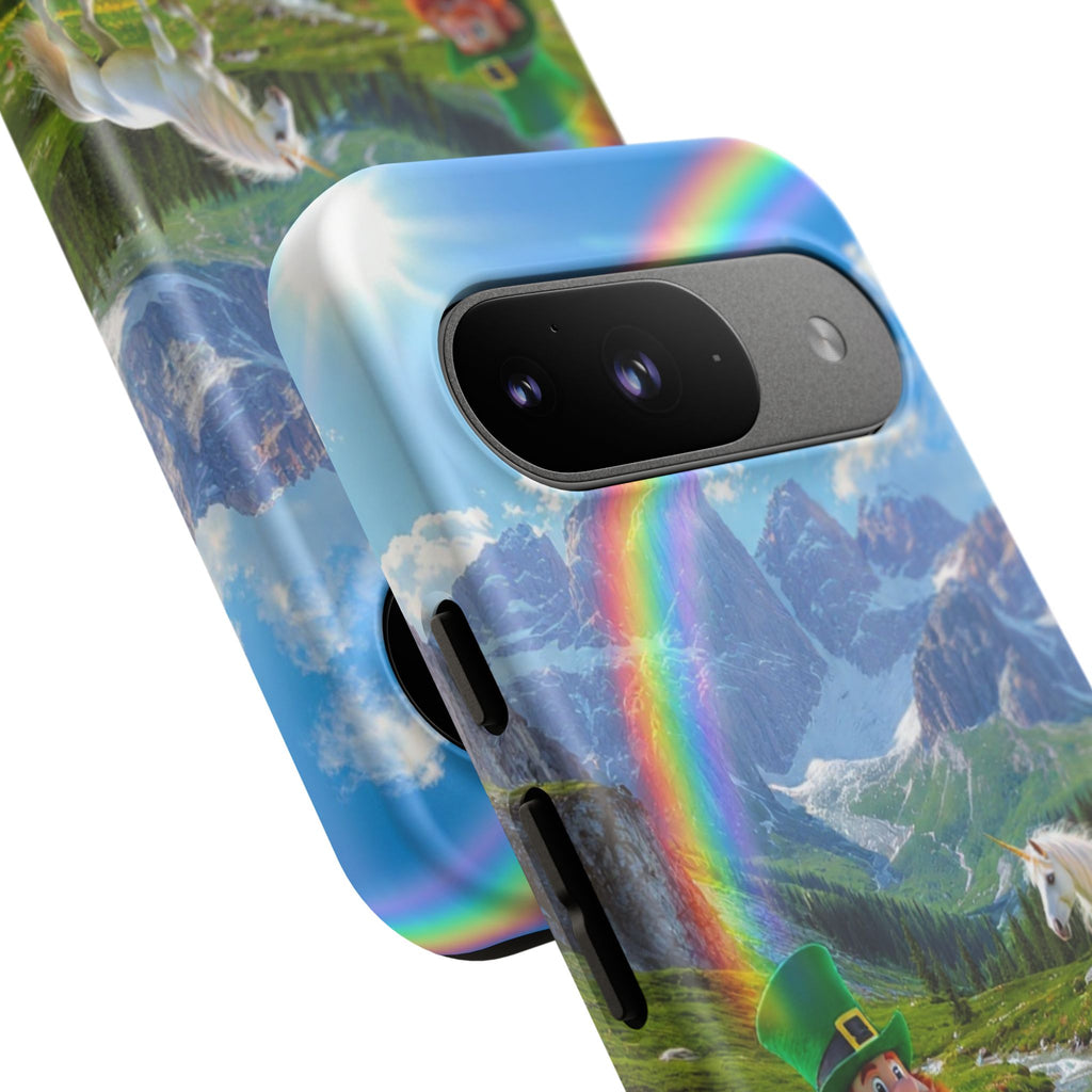 Lucky Leprechaun & Unicorn Phone Case — Rainbow Pot of Gold Protective Cover