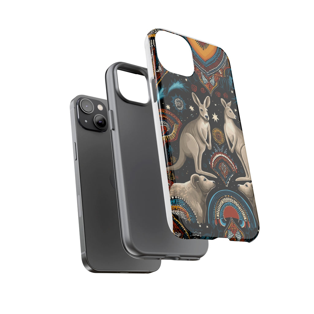 Kangaroo & Boomerang Tough Phone Case — Australian Wildlife Pattern