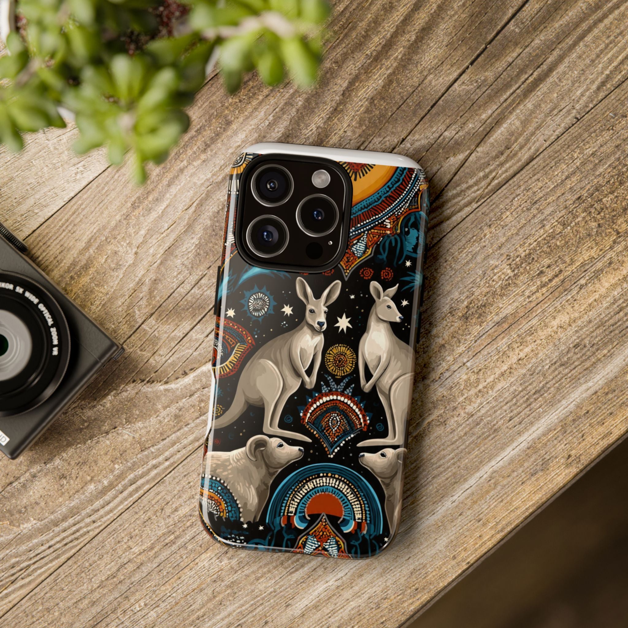 Kangaroo & Boomerang Tough Phone Case — Australian Wildlife Pattern