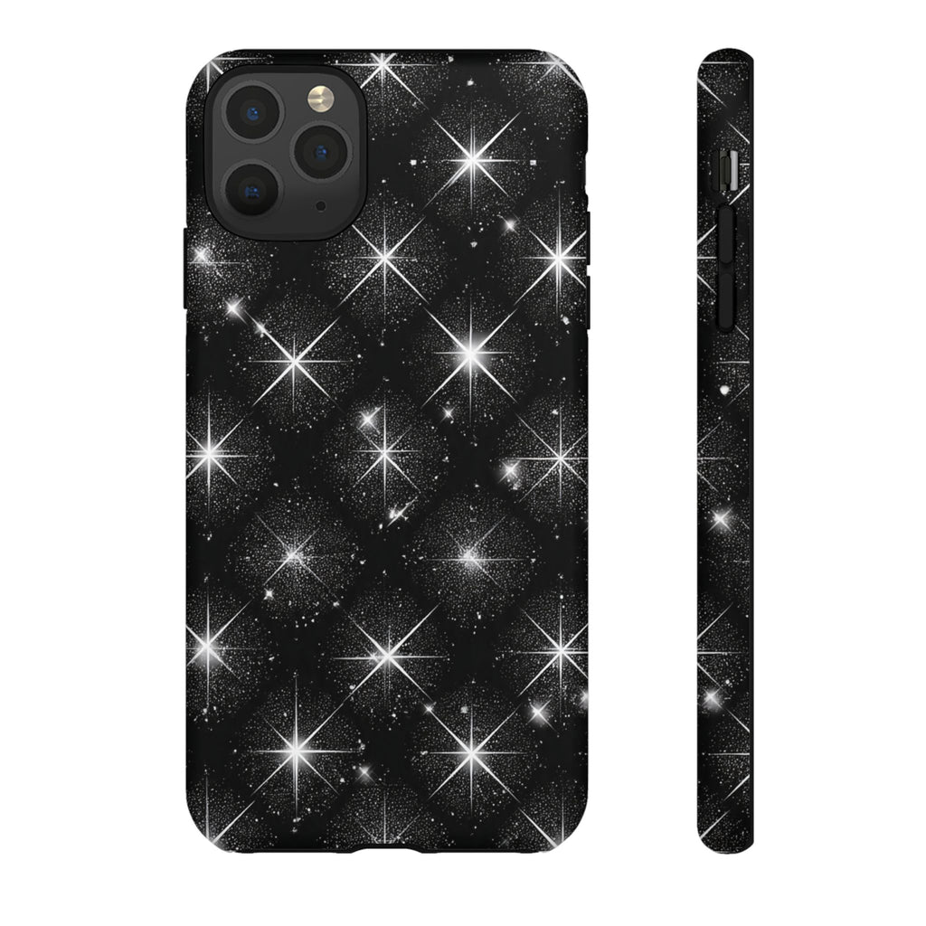 Galaxy Sparkle Tough Phone Case — Black Starfield Protective Cover