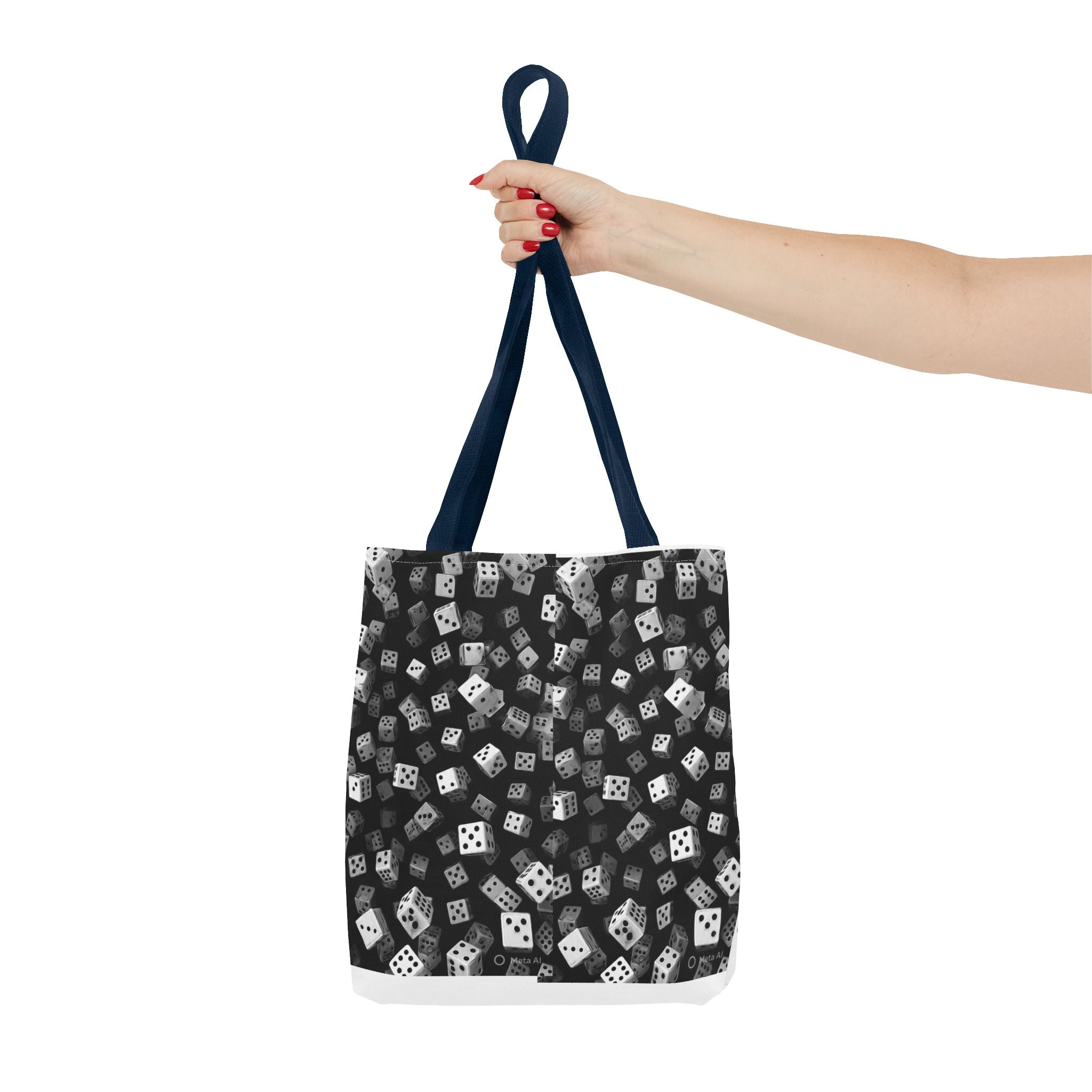 Dice Pattern Tote Bag — Black & White Gaming Dice All-Over Print