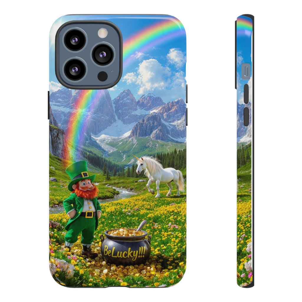 Lucky Leprechaun & Unicorn Phone Case — Rainbow Pot of Gold Protective Cover