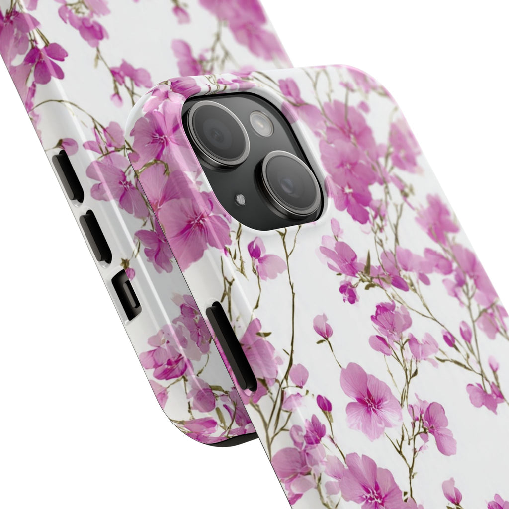 Floral Pink Blossoms Tough Phone Case — Durable Protective Phone Cover with Watercolor Cherry Blossom Design