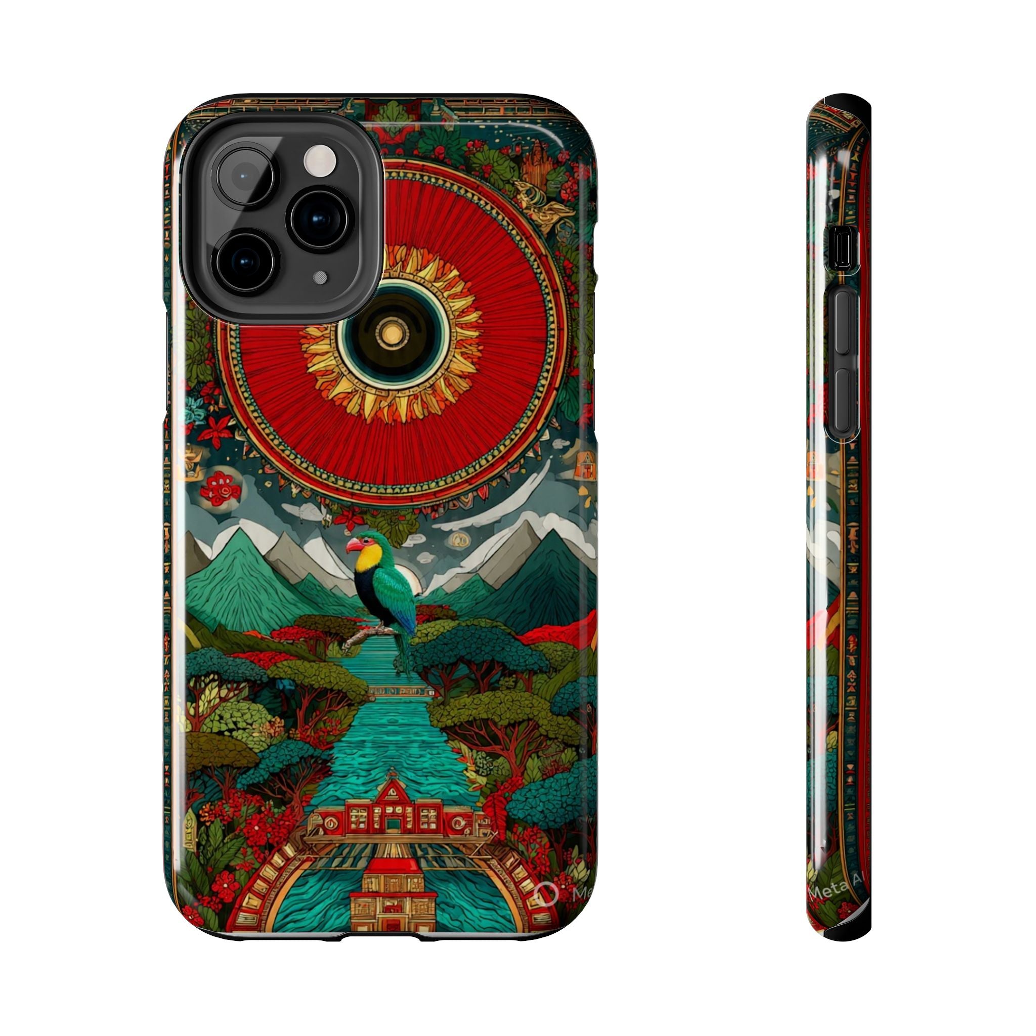 Tough Phone Case — Vibrant Tropical Mountain Bird Design