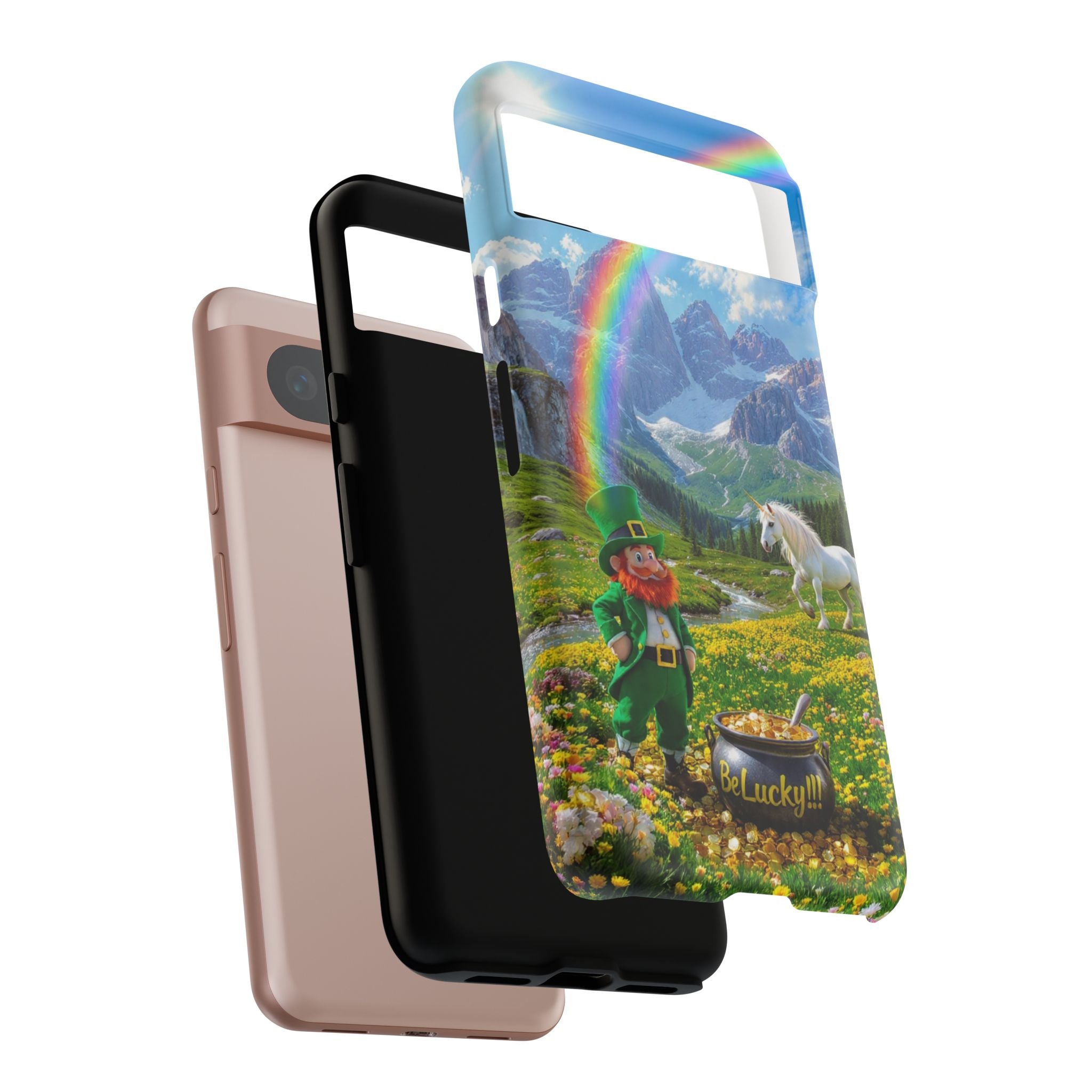 Lucky Leprechaun & Unicorn Phone Case — Rainbow Pot of Gold Protective Cover