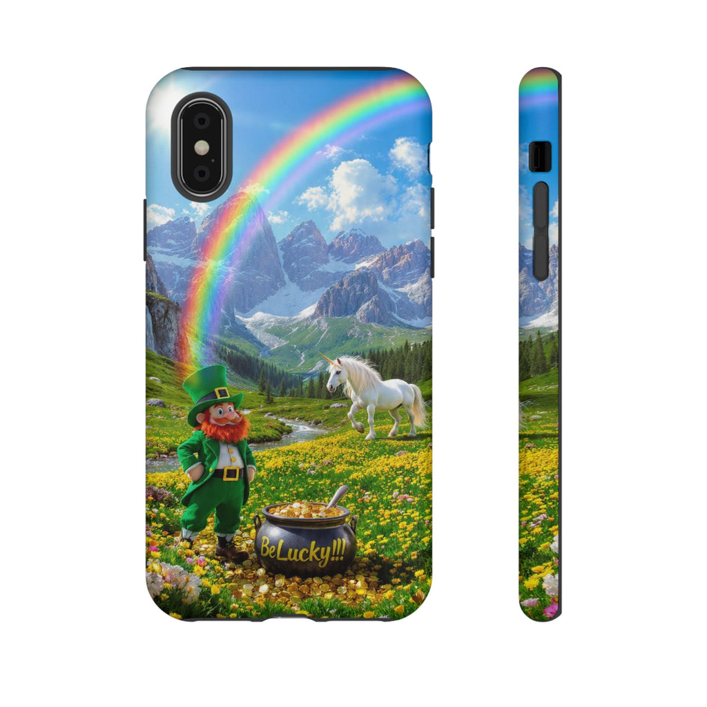 Lucky Leprechaun & Unicorn Phone Case — Rainbow Pot of Gold Protective Cover
