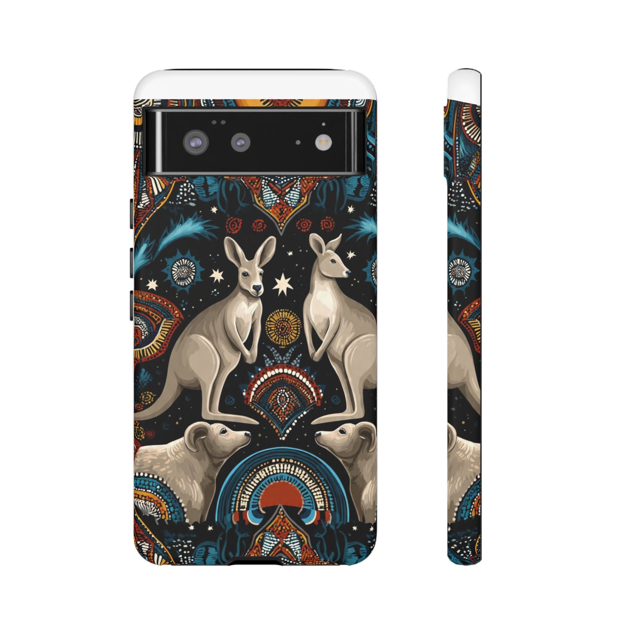 Kangaroo & Boomerang Tough Phone Case — Australian Wildlife Pattern