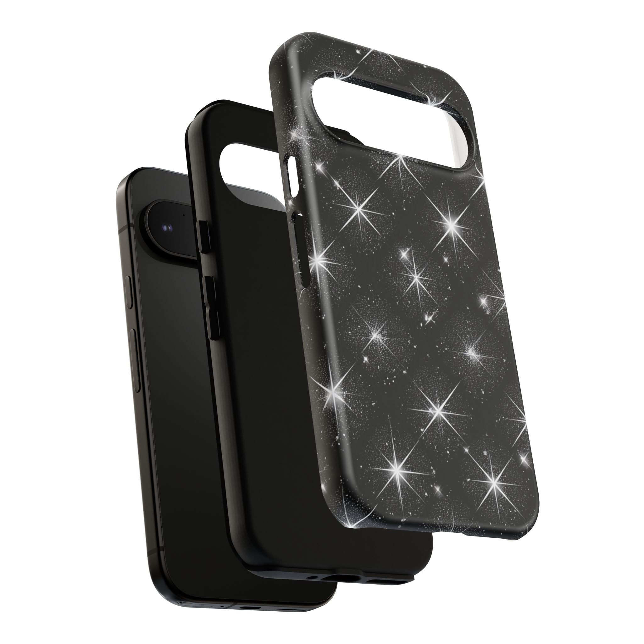 Galaxy Sparkle Tough Phone Case — Black Starfield Protective Cover