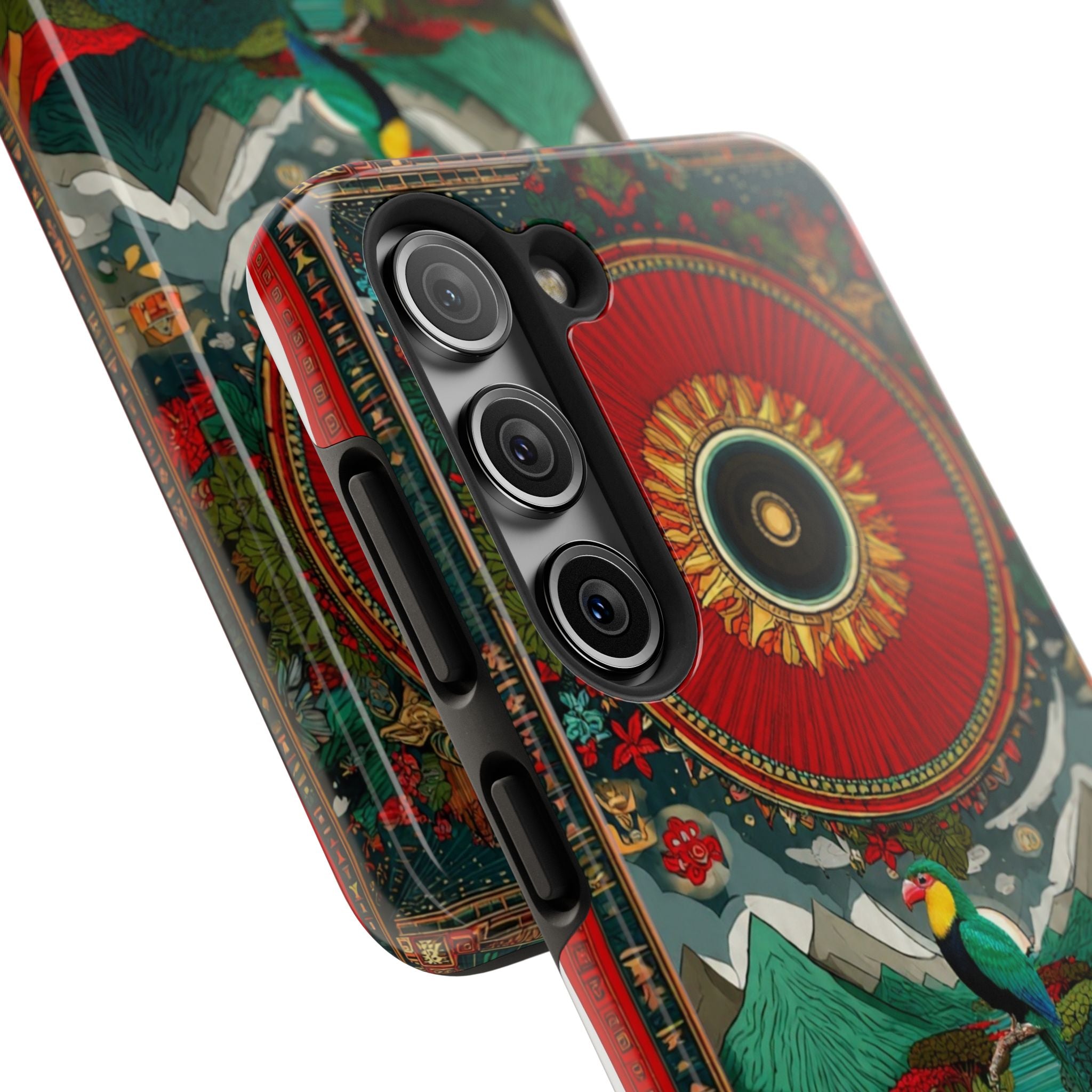 Tough Phone Case — Vibrant Tropical Mountain Bird Design