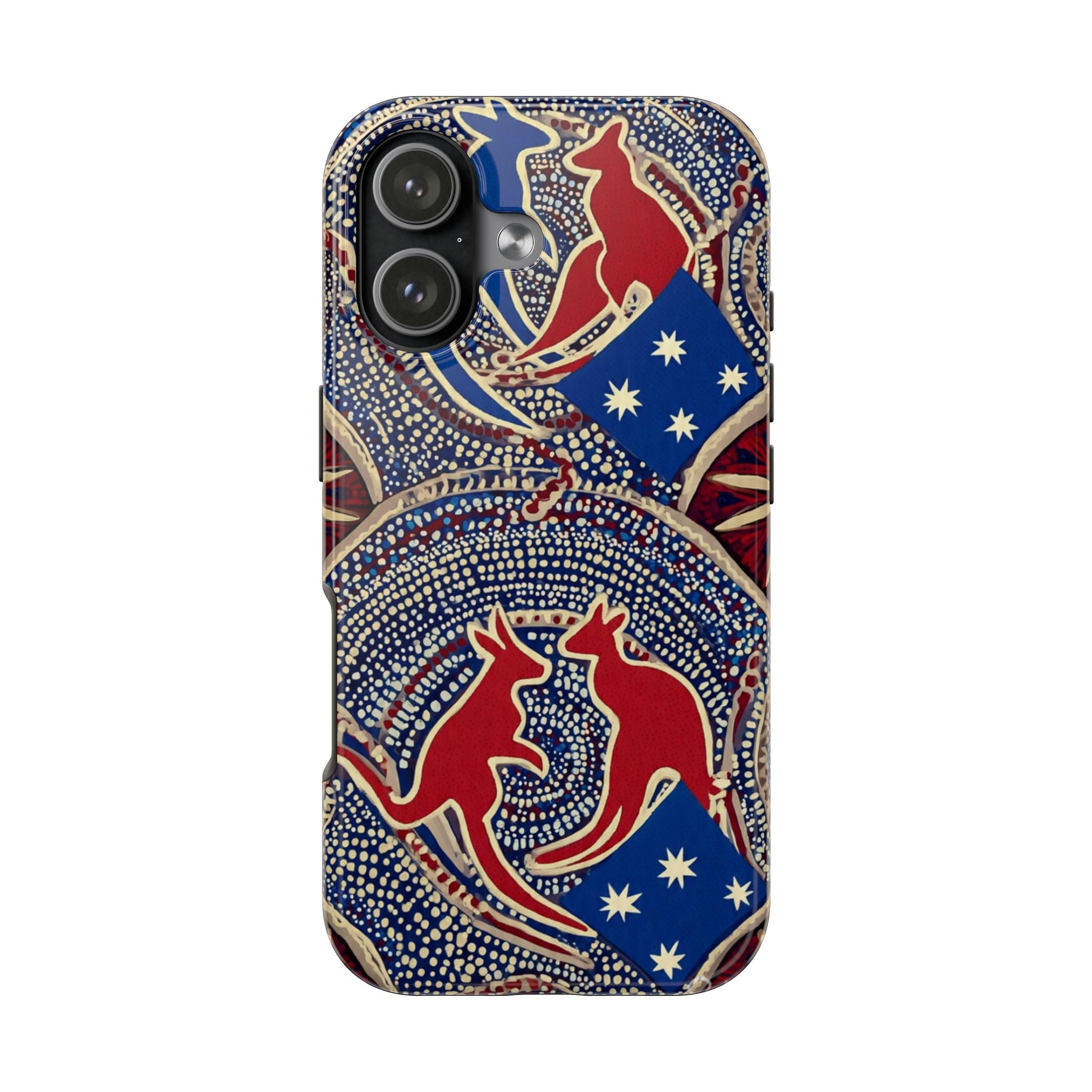 Australian Kangaroo Flag Tough Phone Case — Patriotic Aboriginal Dot Art