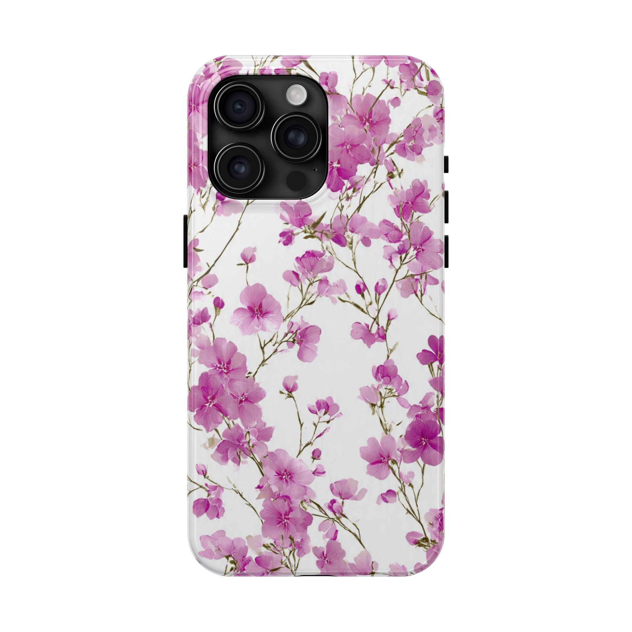 Floral Pink Blossoms Tough Phone Case — Durable Protective Phone Cover with Watercolor Cherry Blossom Design