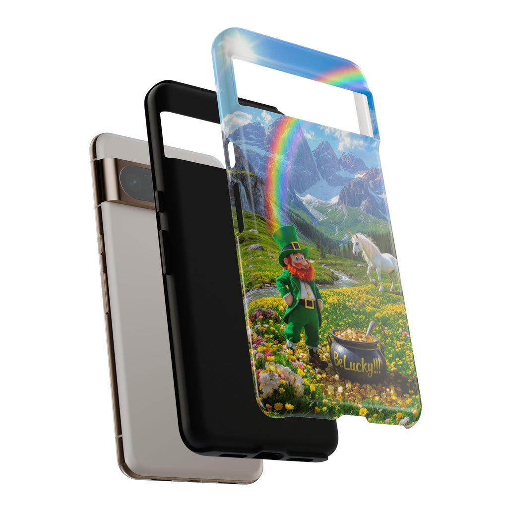 Lucky Leprechaun & Unicorn Phone Case — Rainbow Pot of Gold Protective Cover